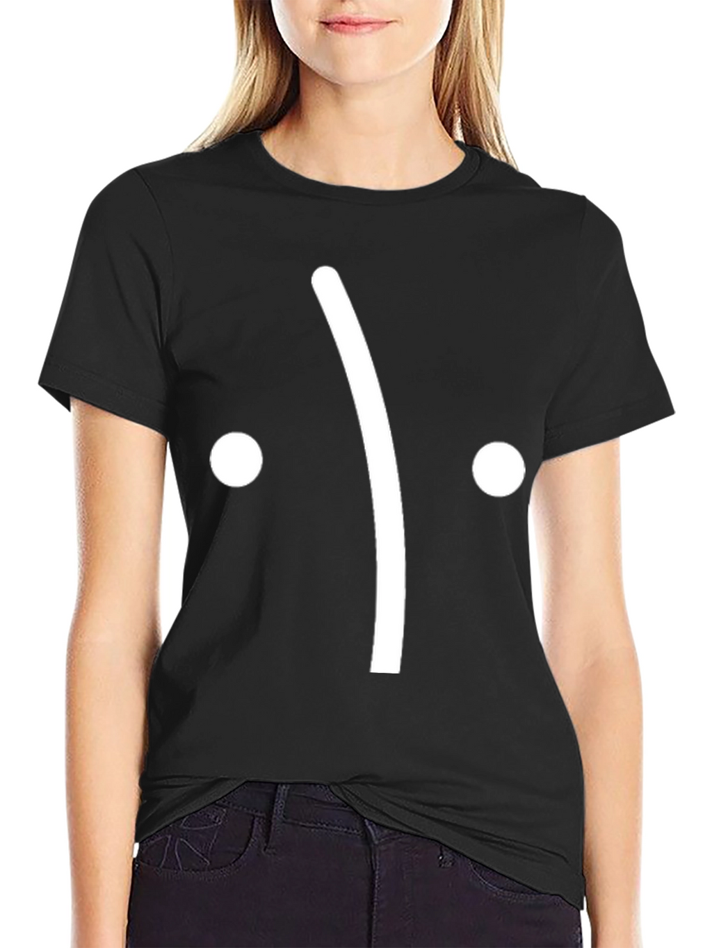 Sad Face Graphic Tee - Black Cotton T-Shirt