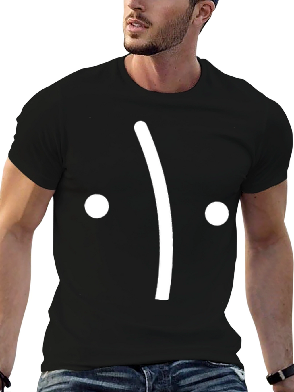 Sad Face Graphic Tee - Black Cotton T-Shirt