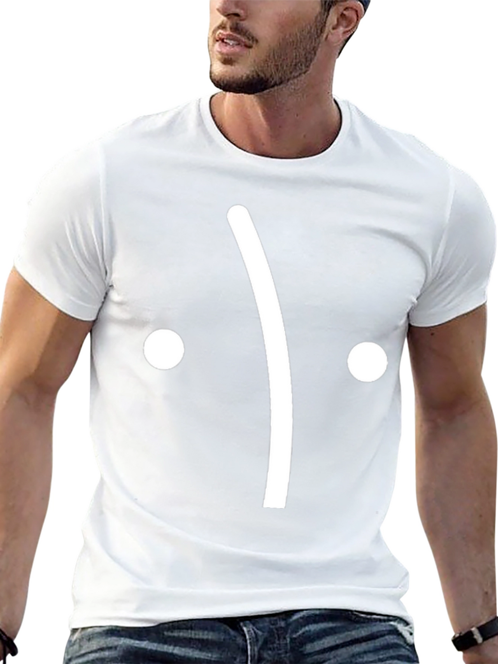 Sad Face Graphic Tee - Black Cotton T-Shirt