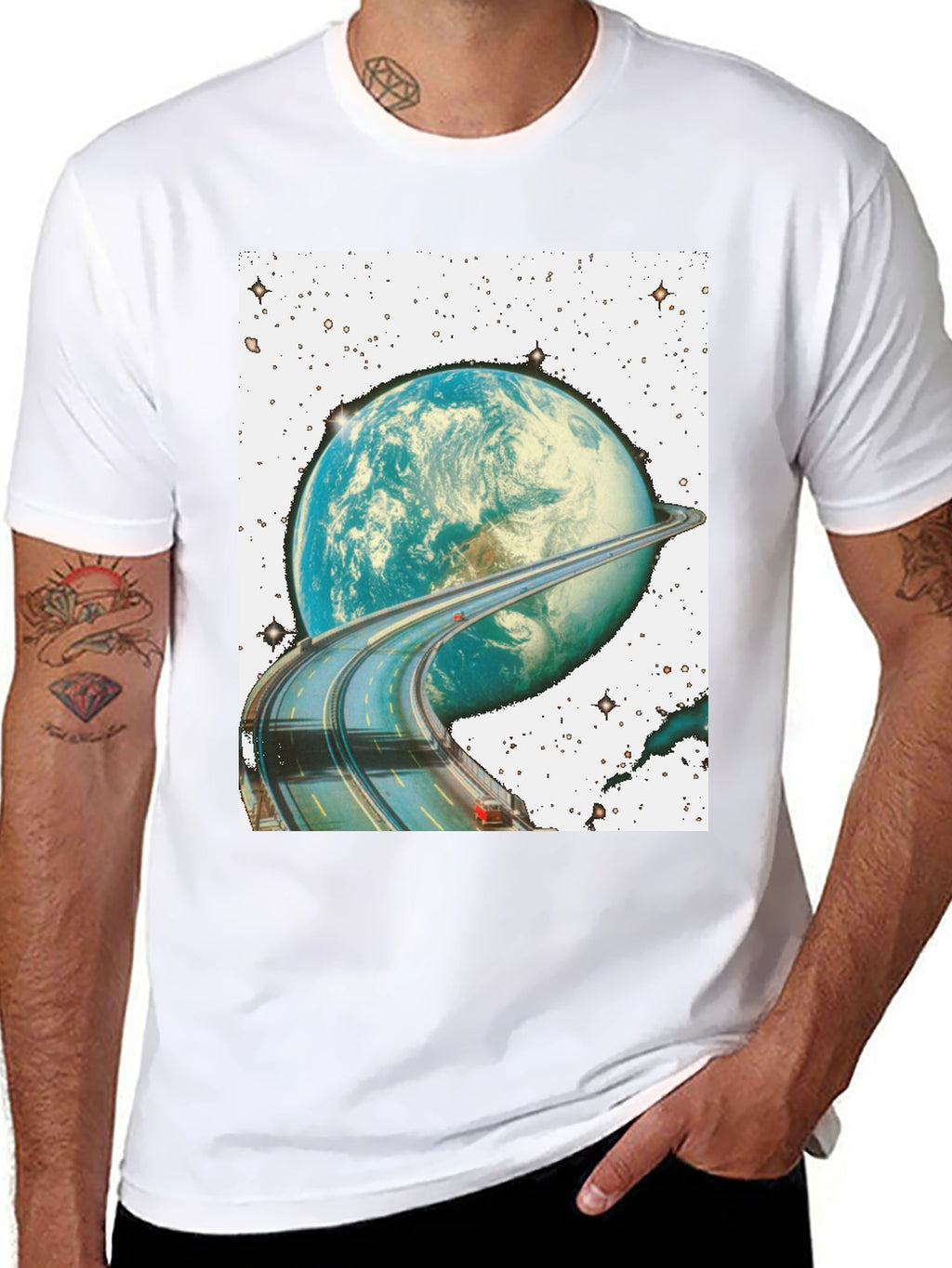 Road Around Planet Black T-Shirt
