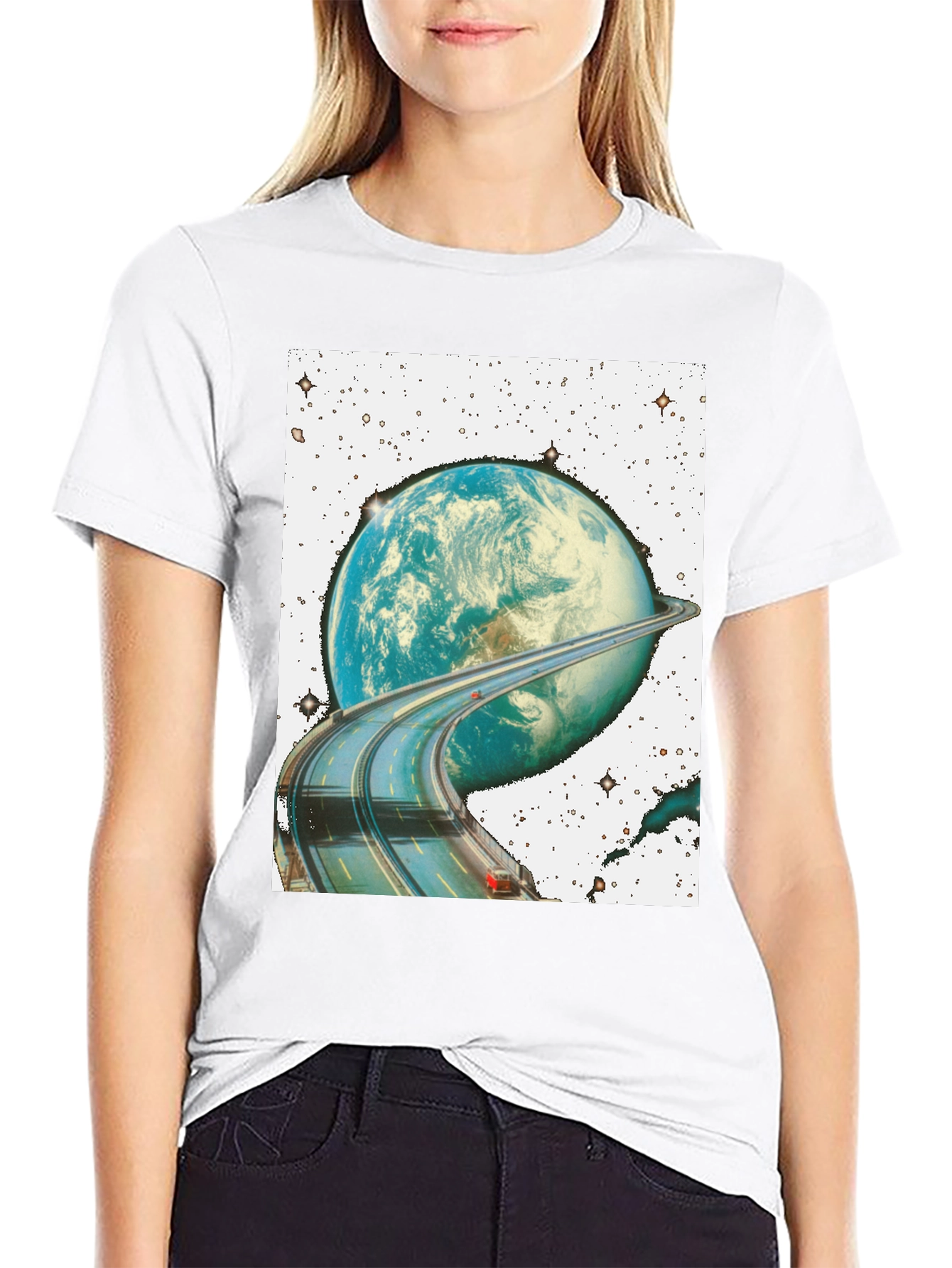Road Around Planet Black T-Shirt