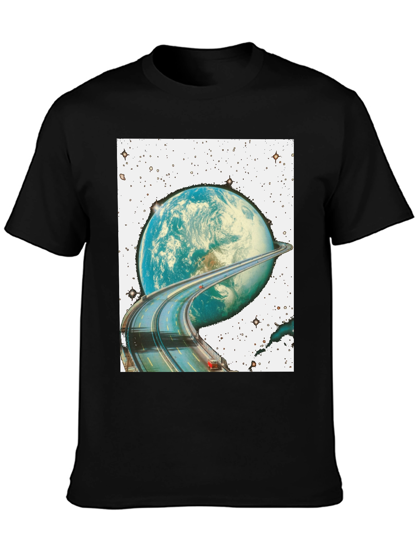Road Around Planet Black T-Shirt