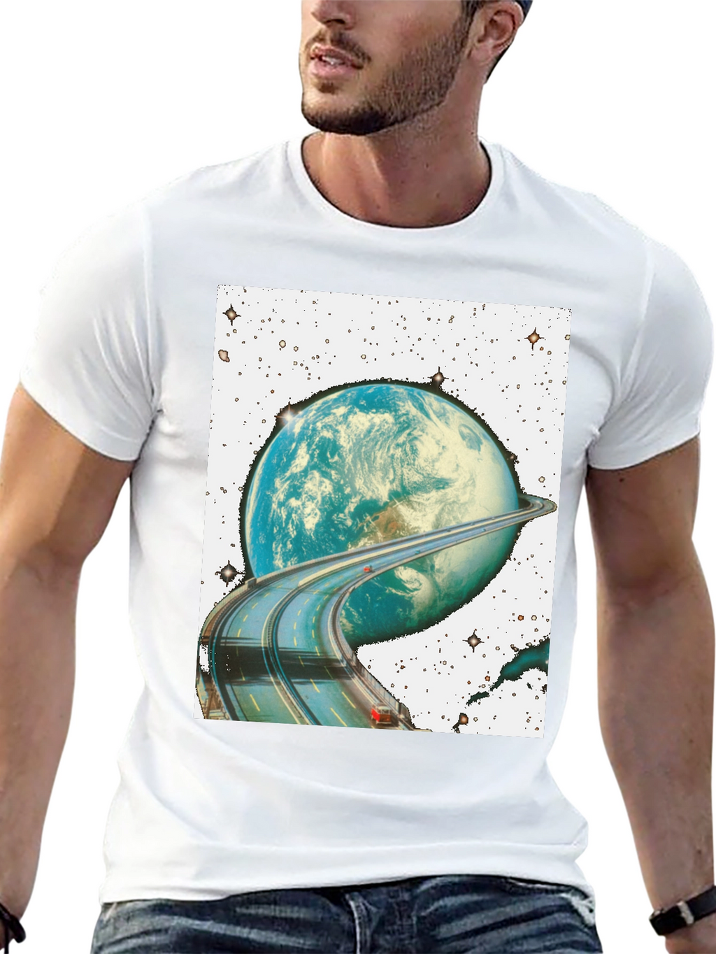 Road Around Planet Black T-Shirt