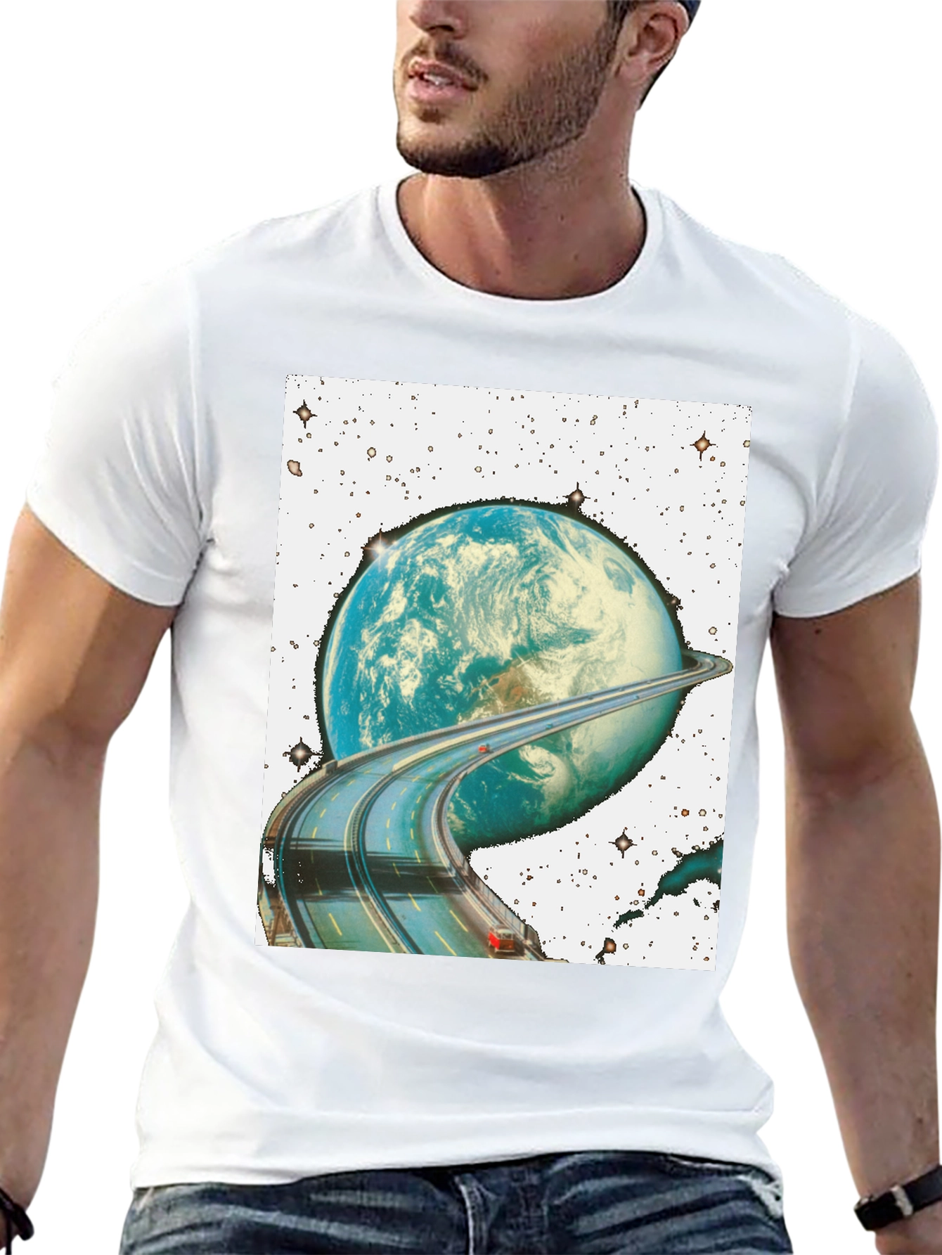 Road Around Planet Black T-Shirt