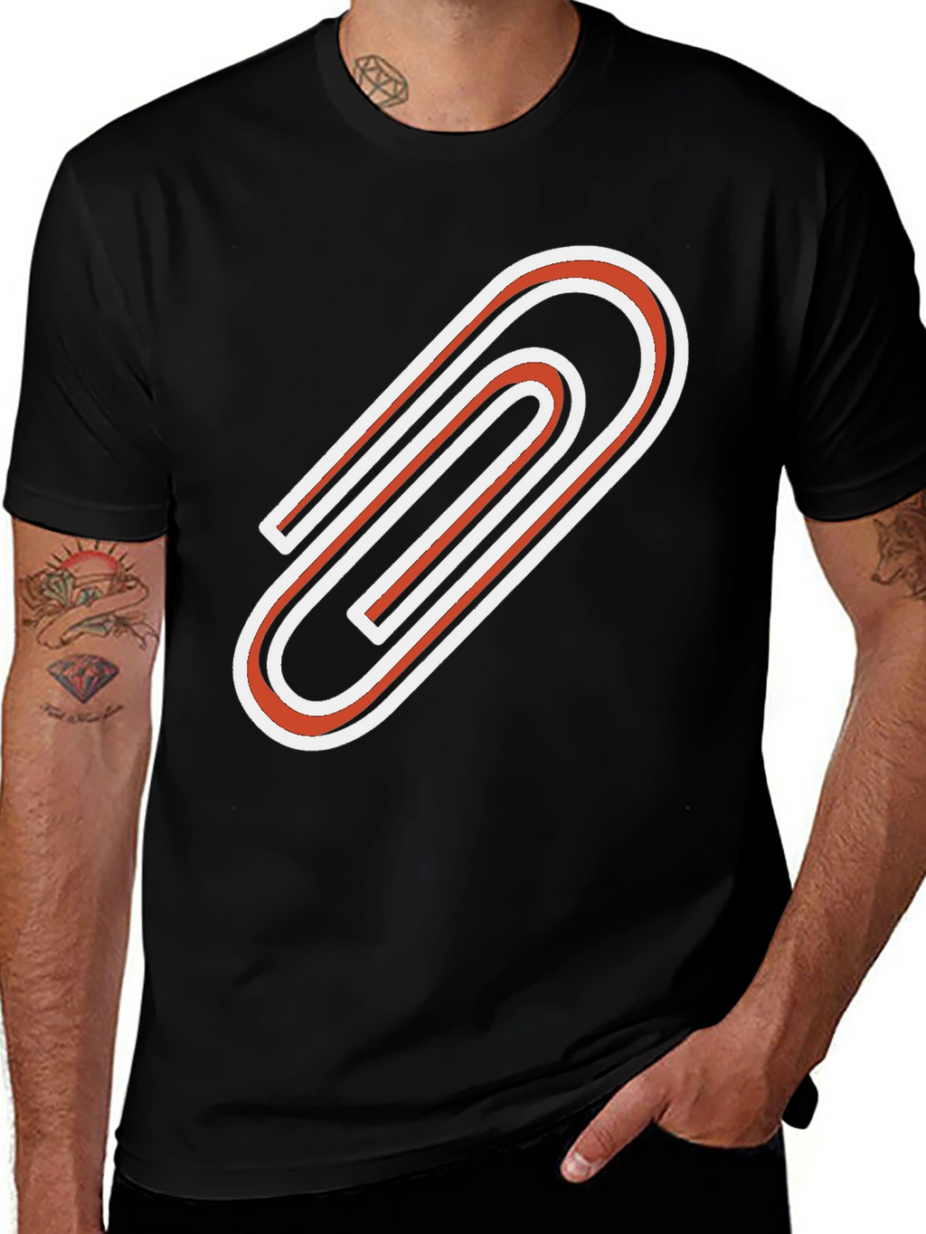 Statement Graphic Tee - Bold Paperclip Design