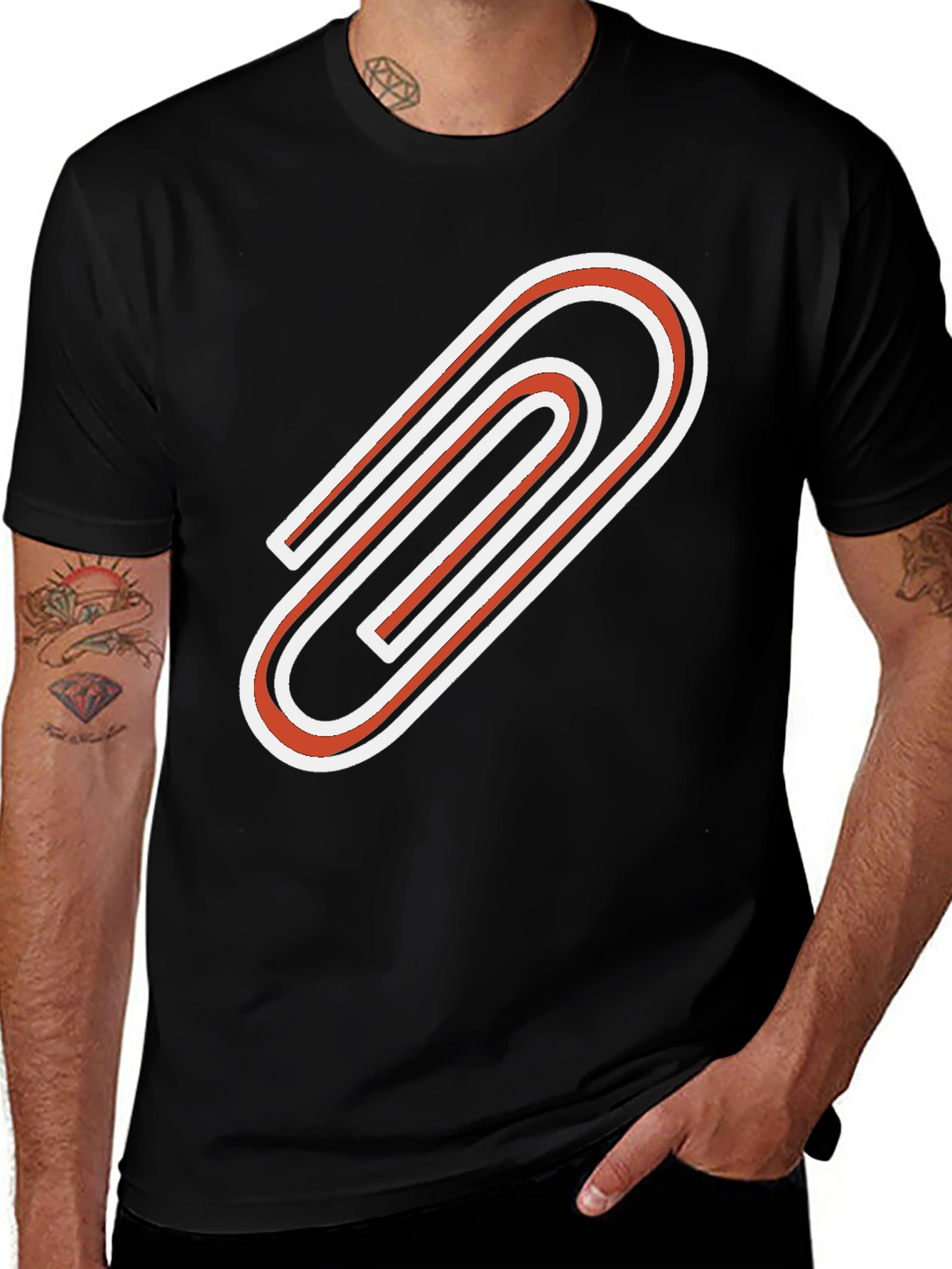 Statement Graphic Tee - Bold Paperclip Design