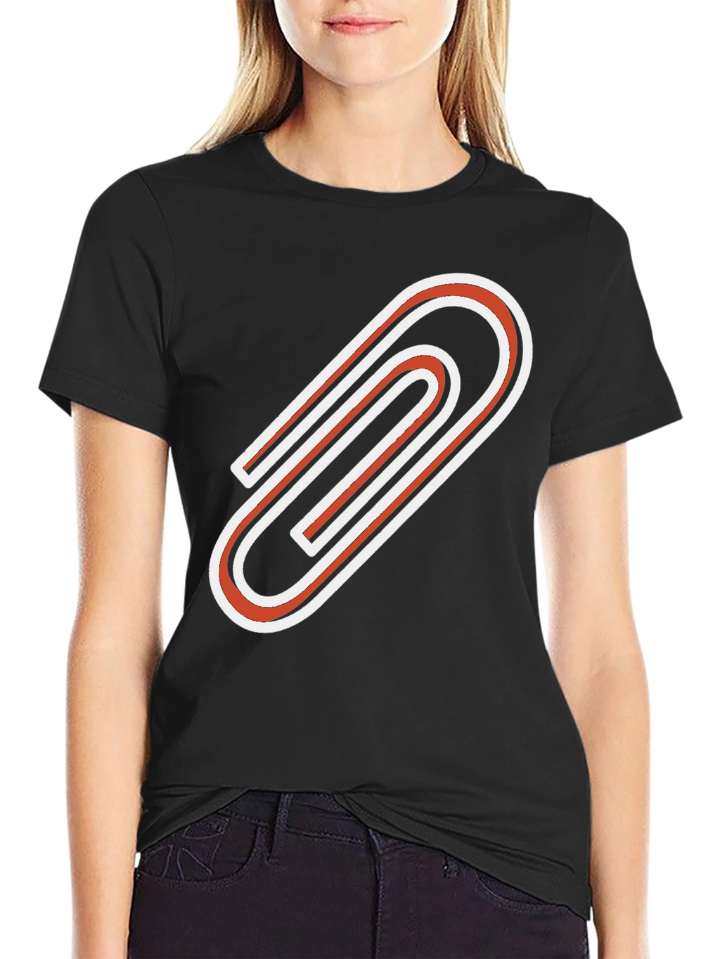 Statement Graphic Tee - Bold Paperclip Design