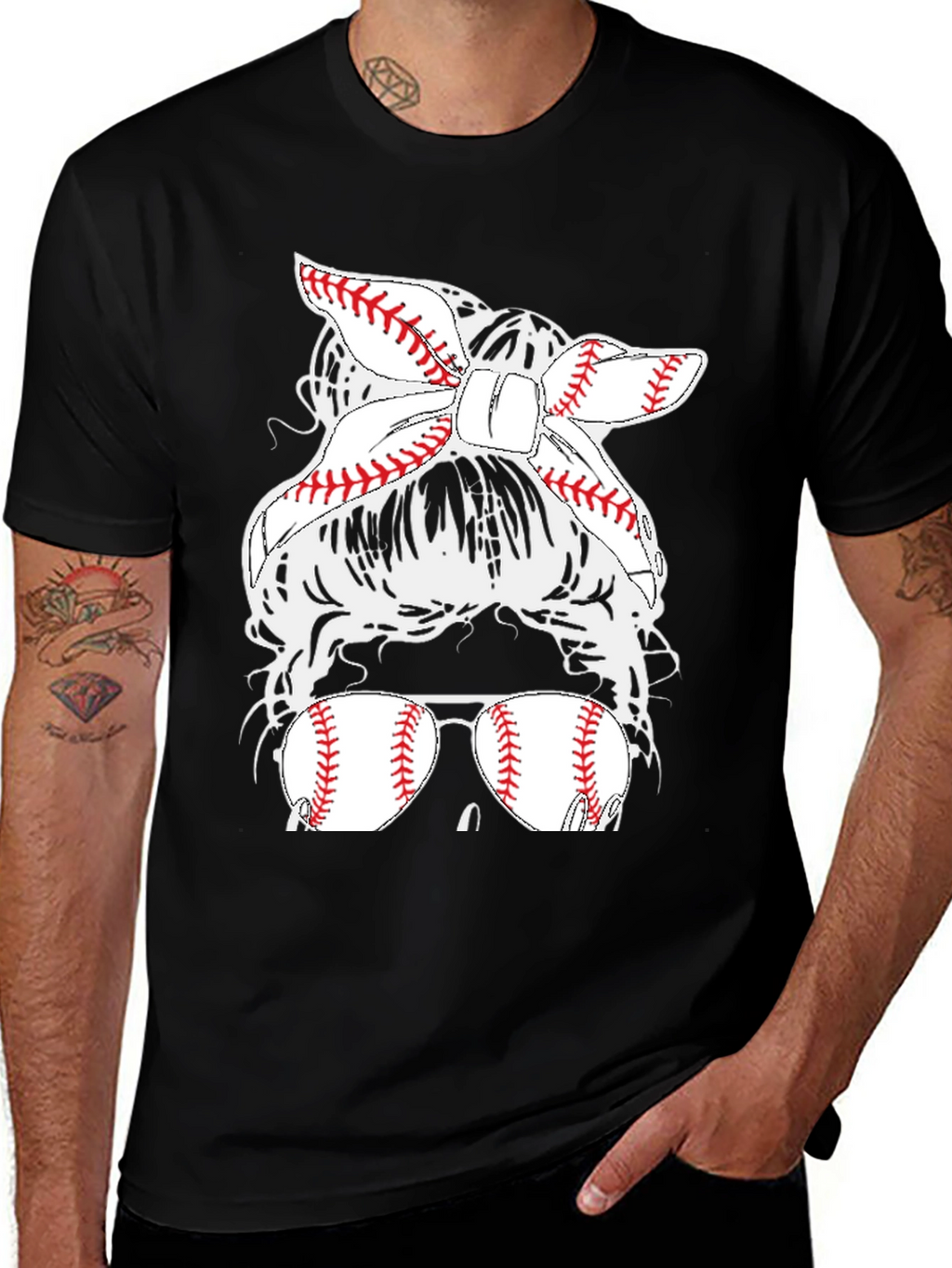 Baseball Mom Messy Bun T-Shirt