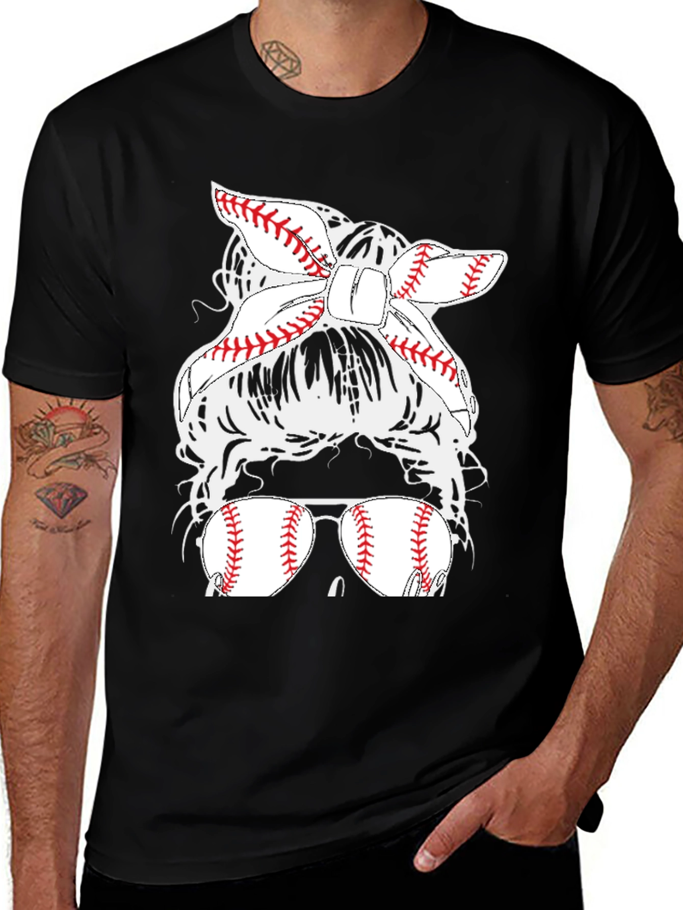 Baseball Mom Messy Bun T-Shirt