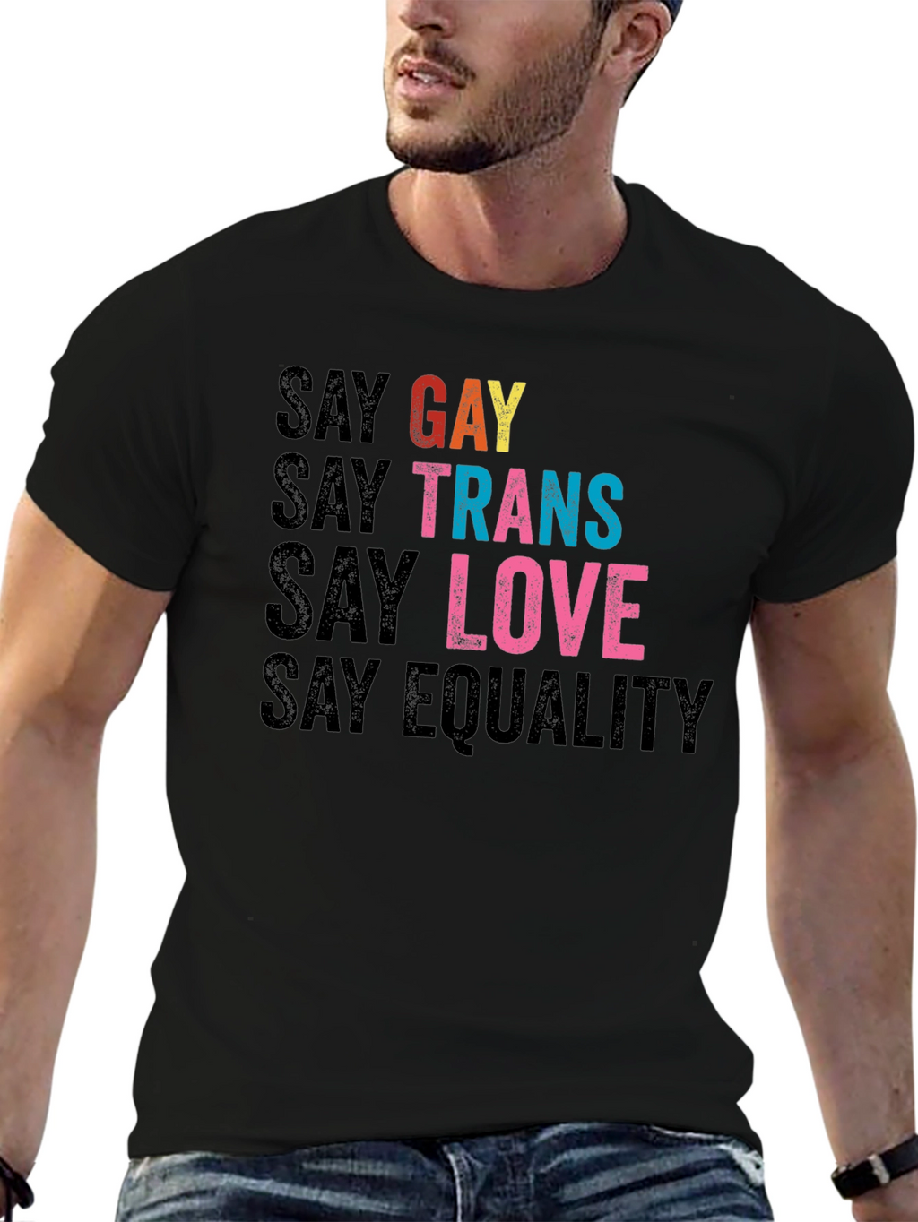 Say Gay Trans Love Equality T-Shirt - Black