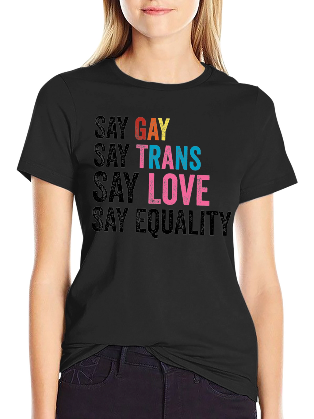 Say Gay Trans Love Equality T-Shirt - Black