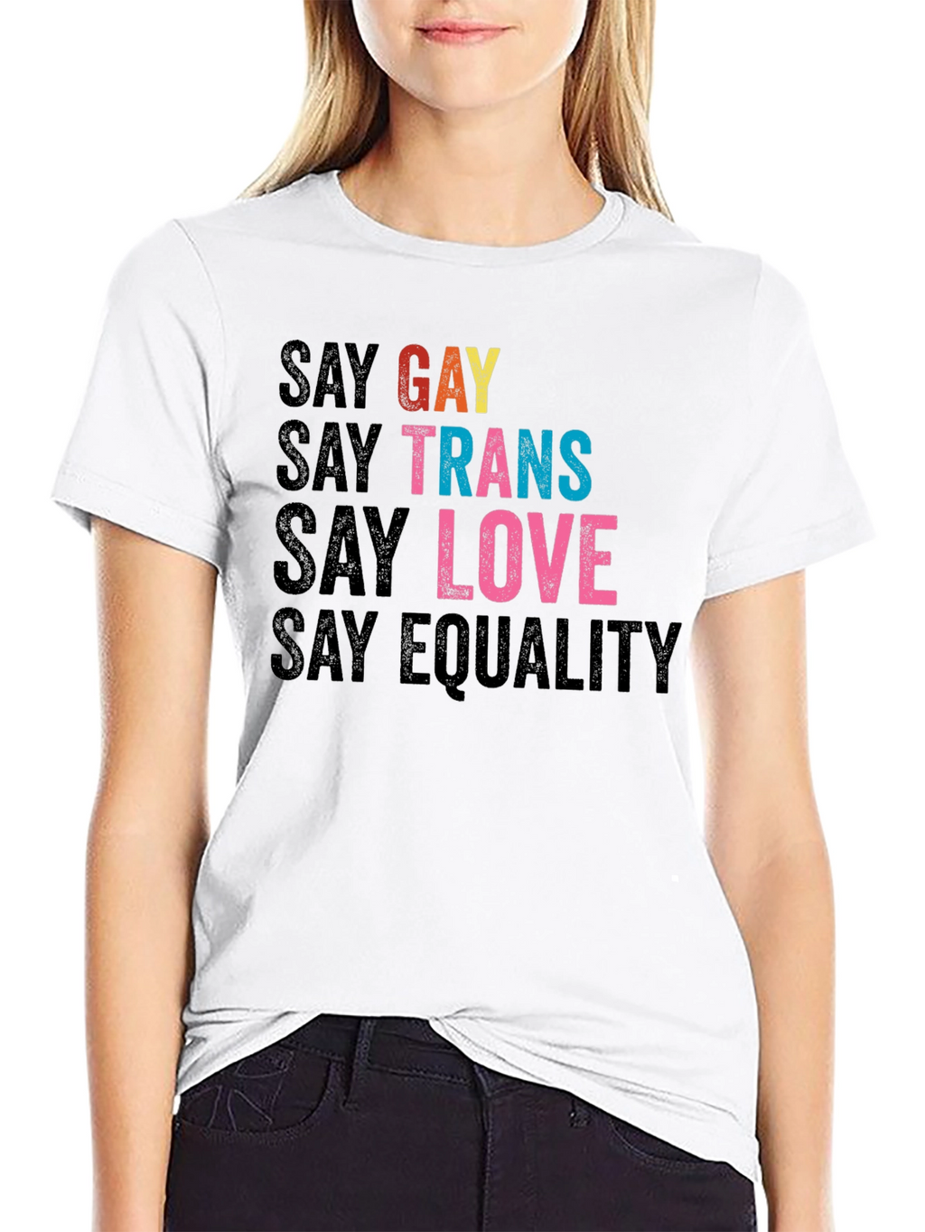 Say Gay Trans Love Equality T-Shirt - Black