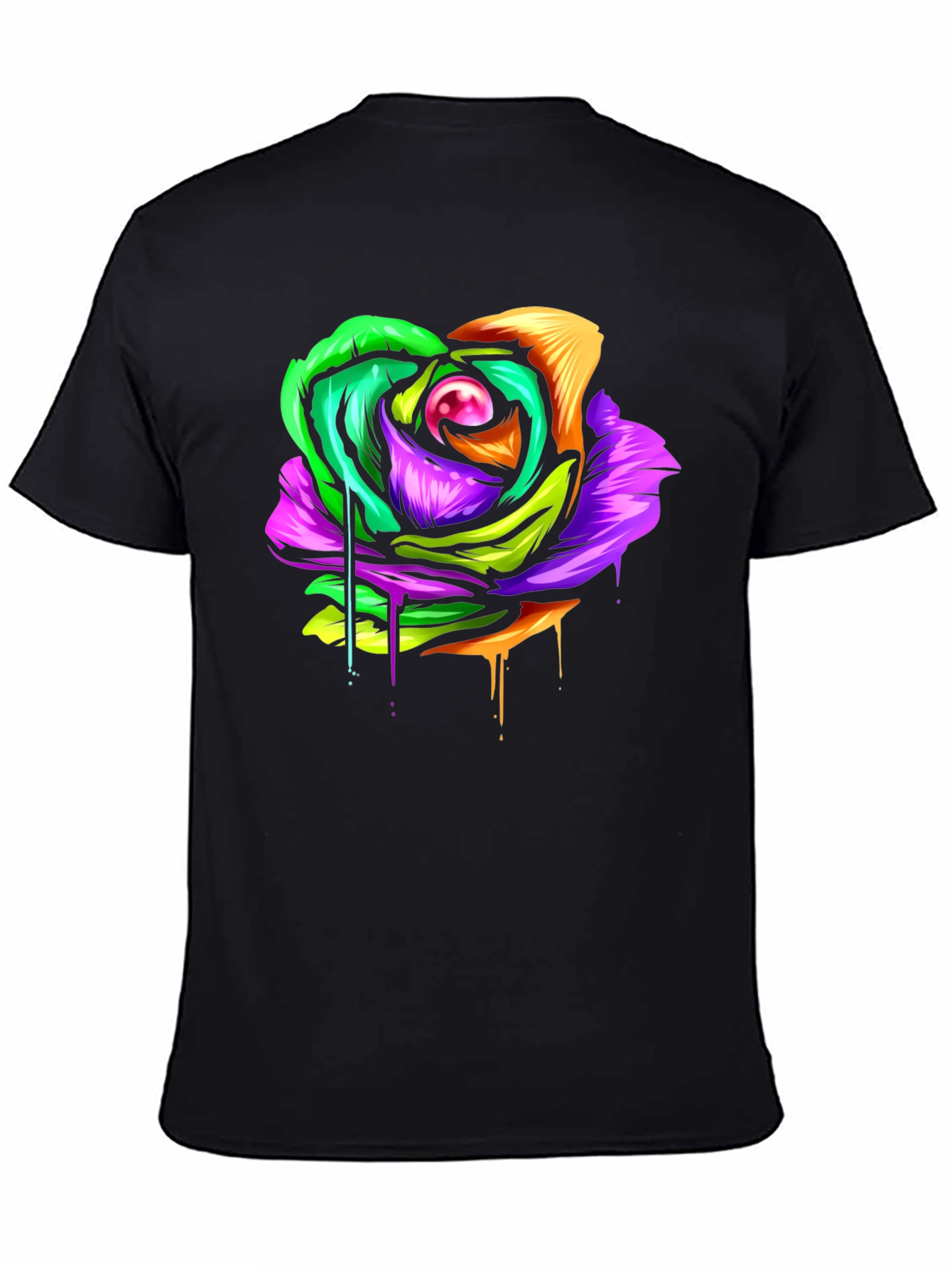 Colorful Melting Rose Graphic Tee - Modern Streetwear