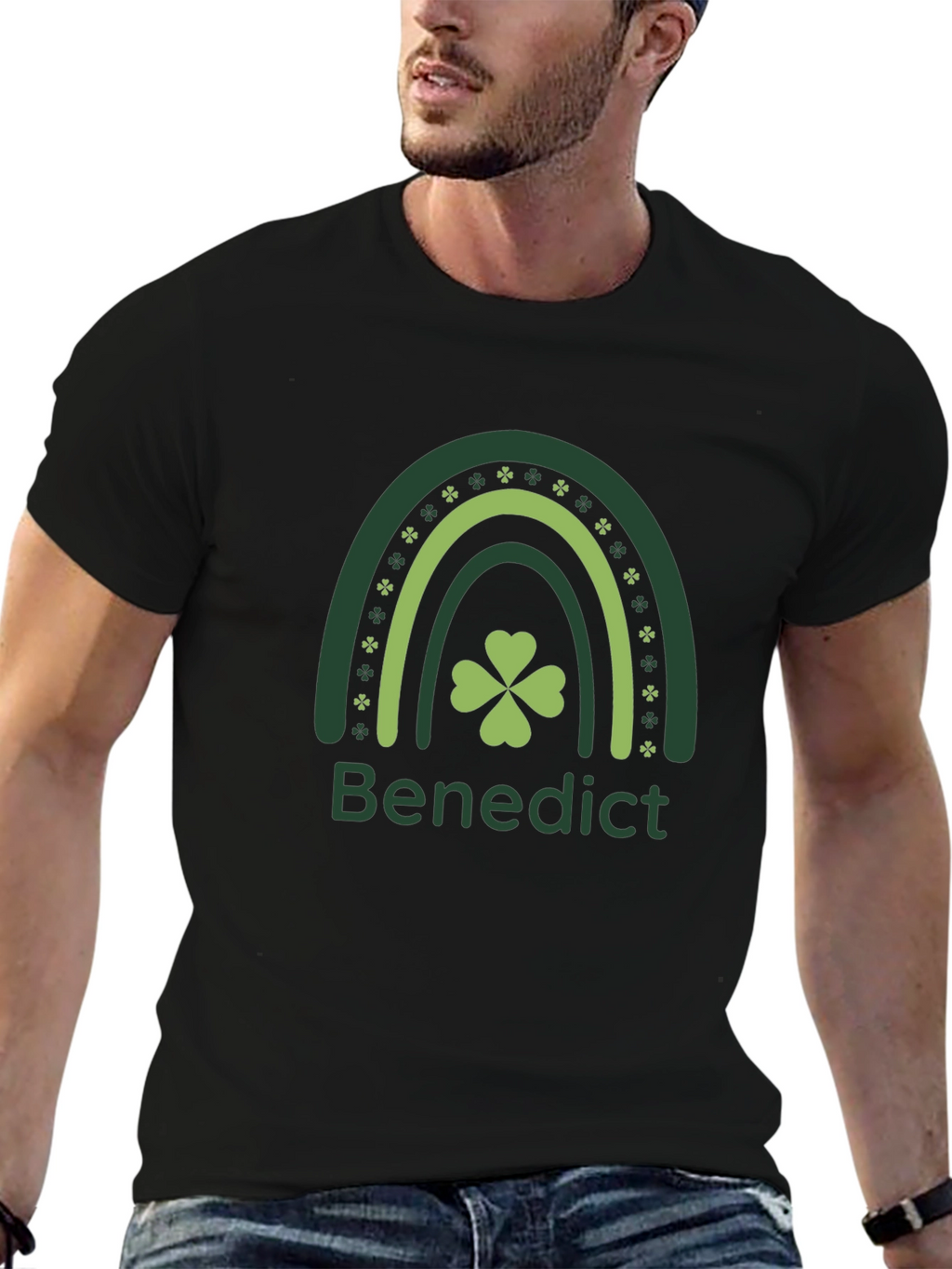 St Patricks Day Benedict Rainbow Shamrock T-Shirt
