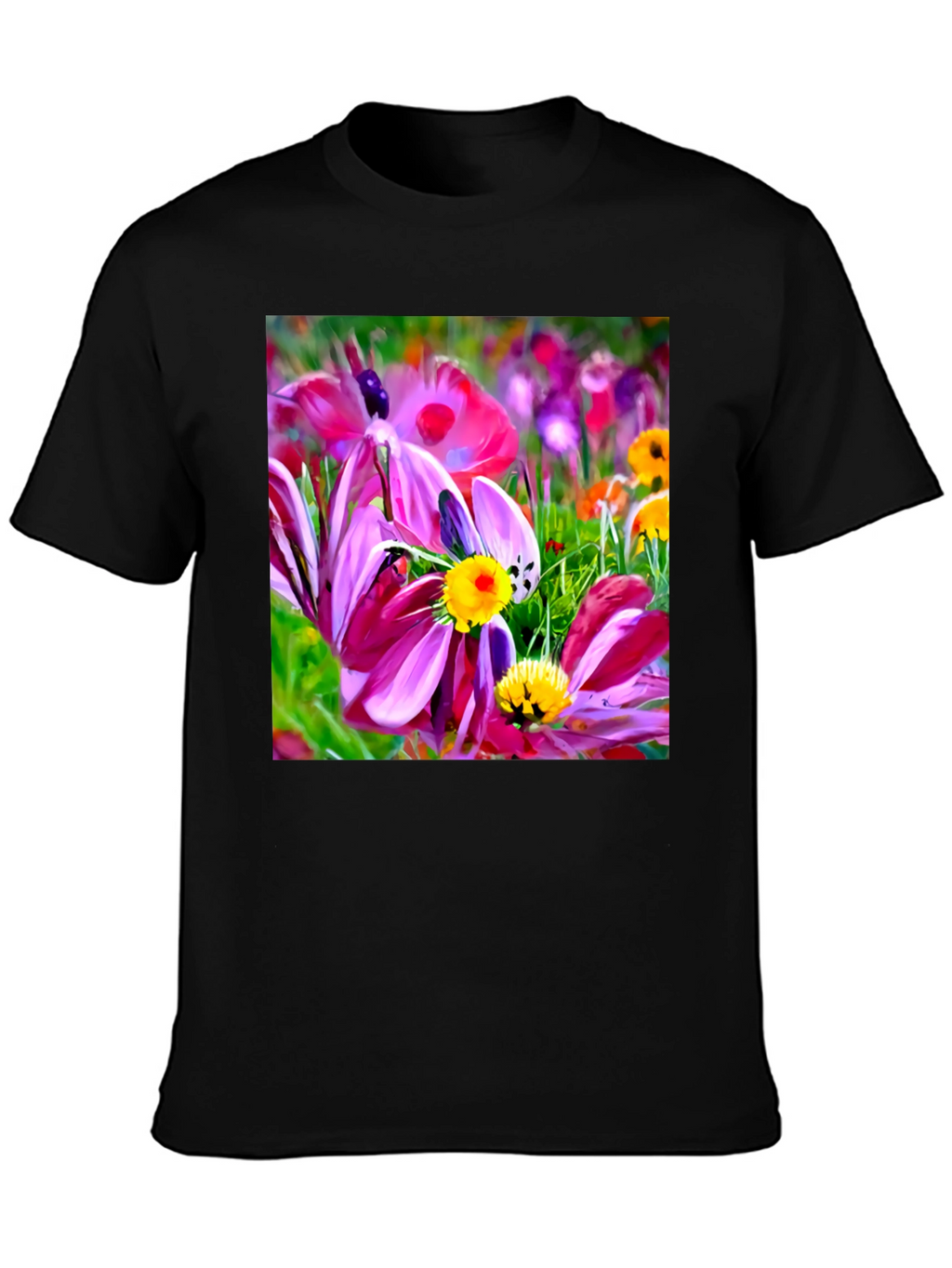 Floral Graphic Black T-Shirt