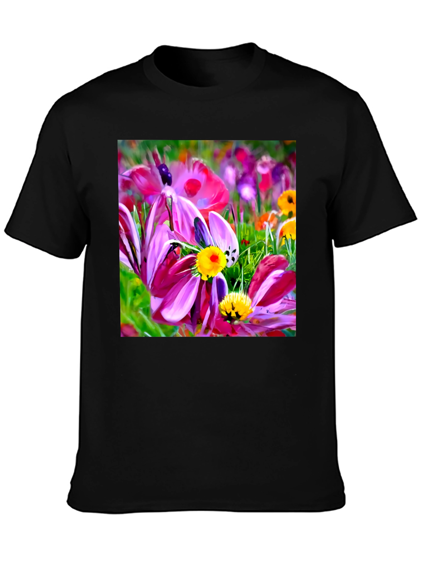 Floral Graphic Black T-Shirt