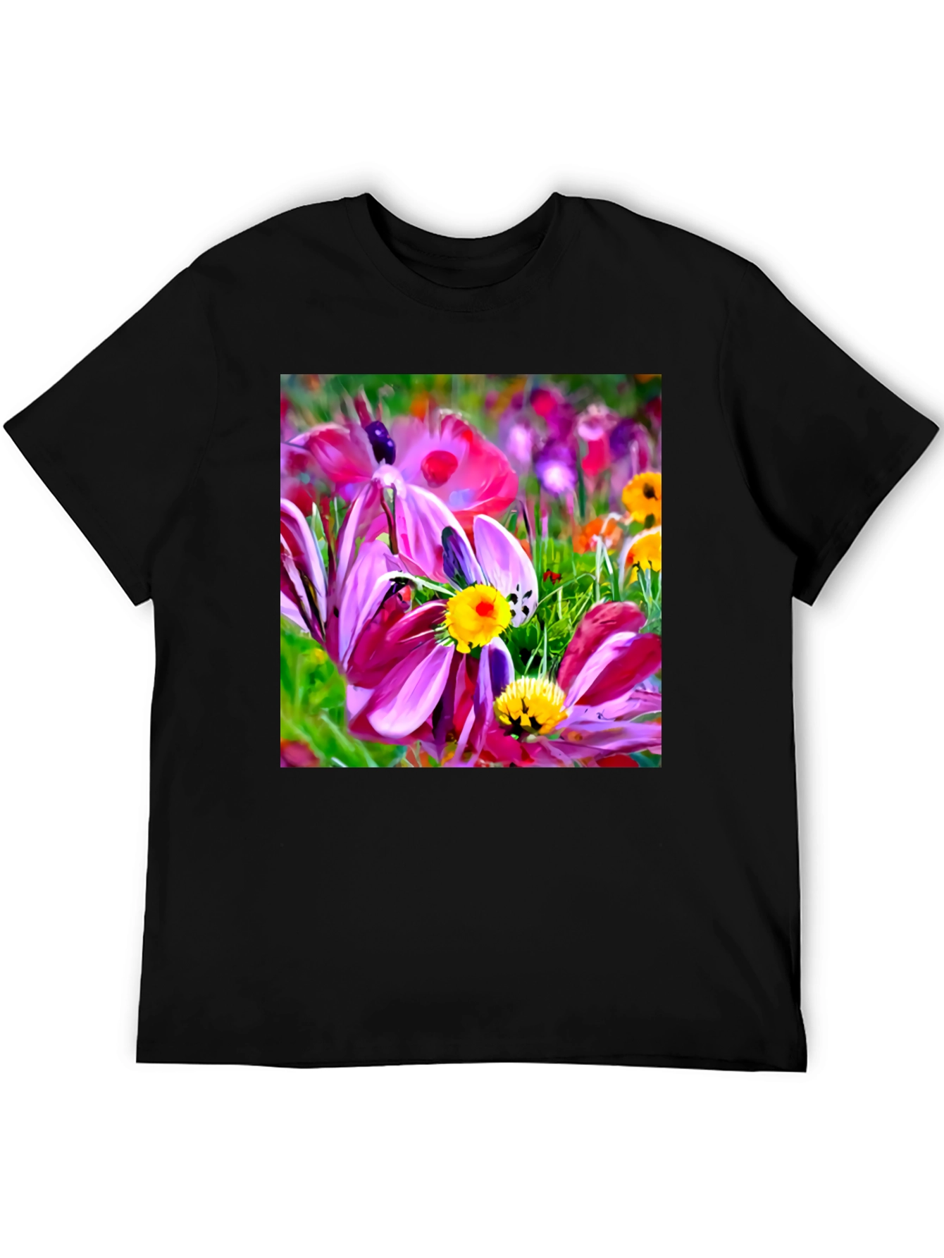 Floral Graphic Black T-Shirt