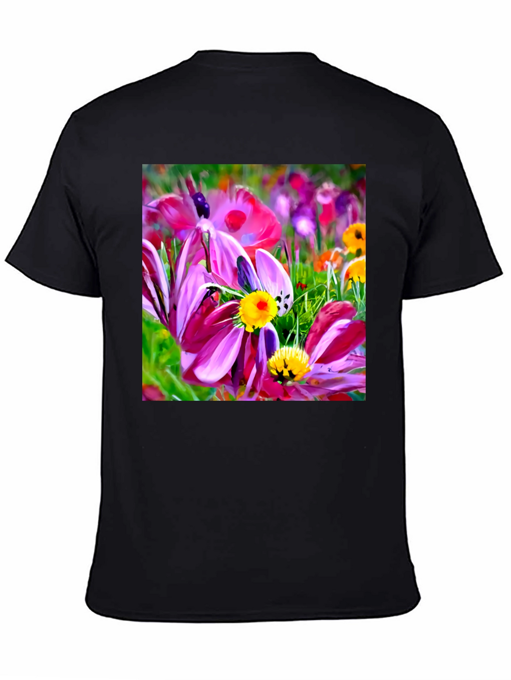 Floral Graphic Black T-Shirt