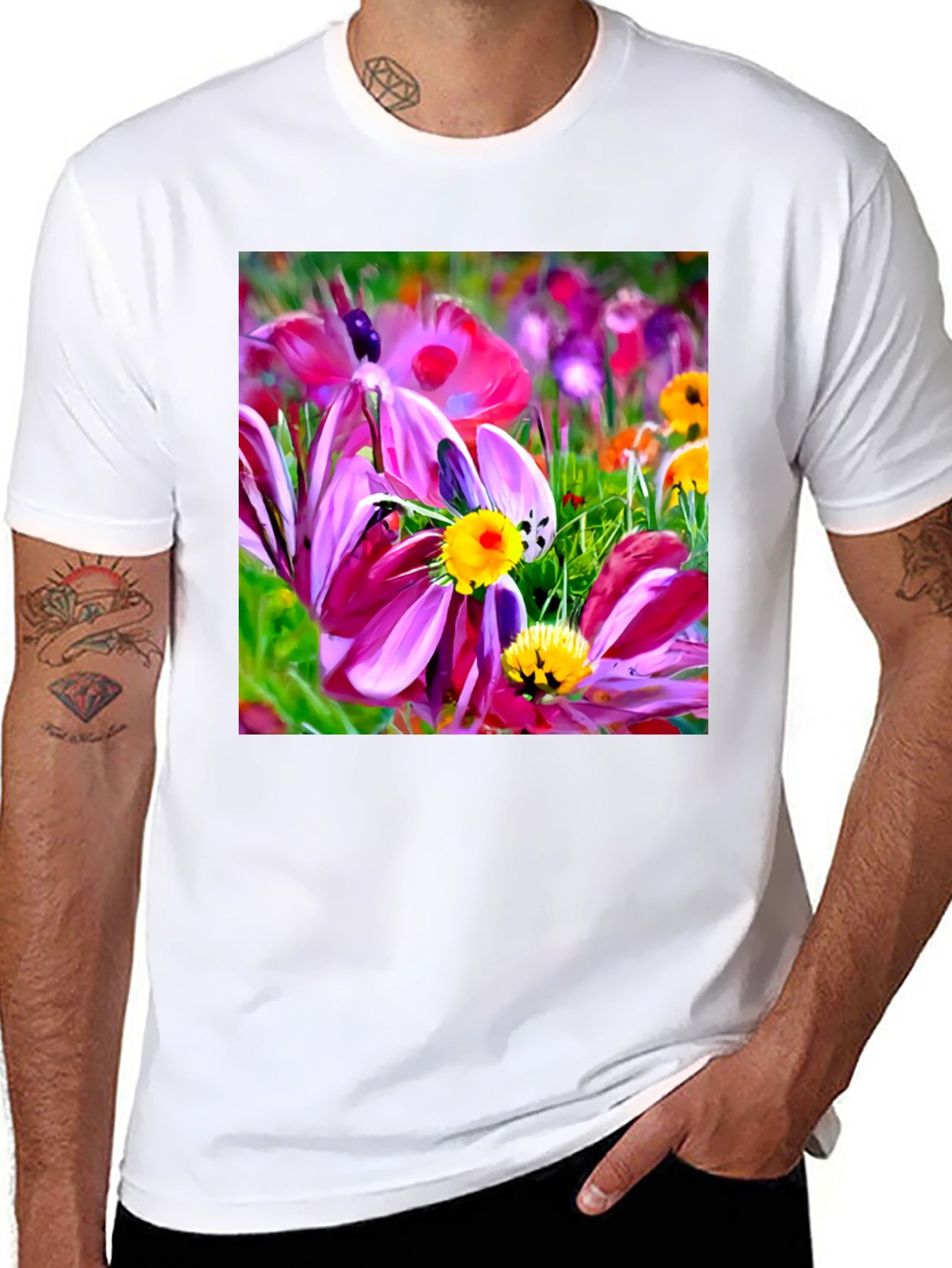 Floral Graphic Black T-Shirt