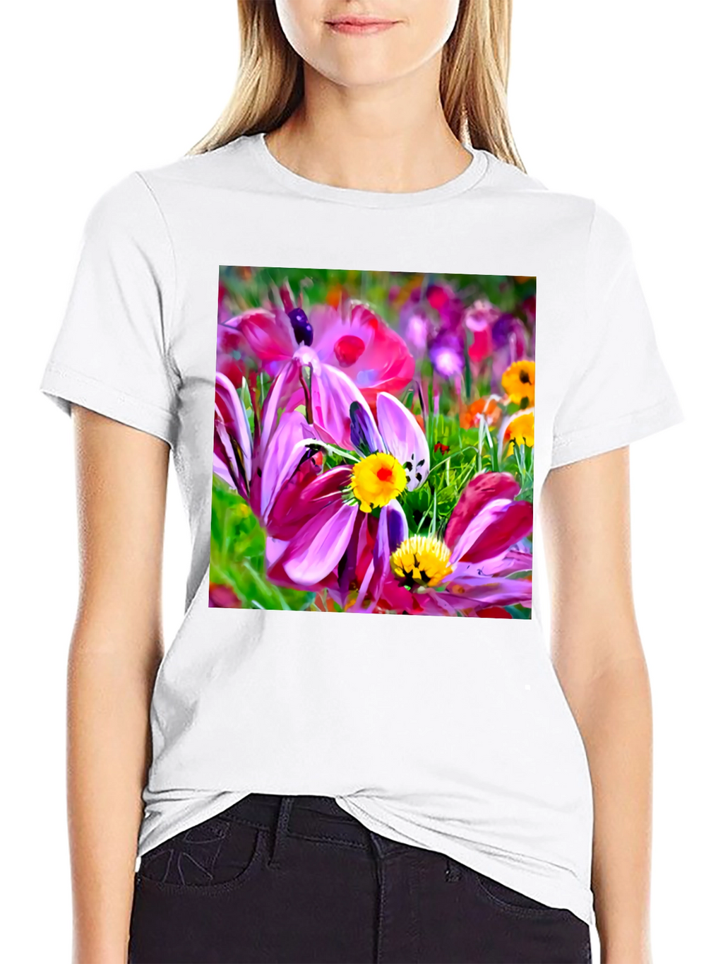 Floral Graphic Black T-Shirt