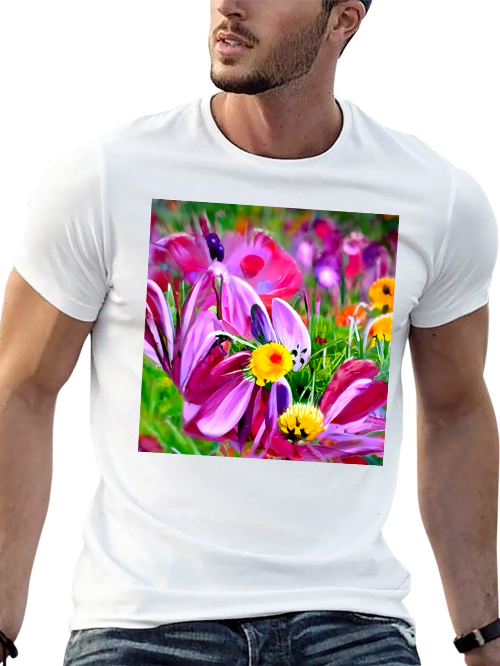 Floral Graphic Black T-Shirt
