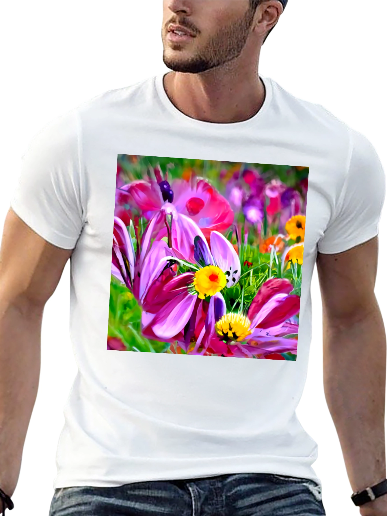 Floral Graphic Black T-Shirt
