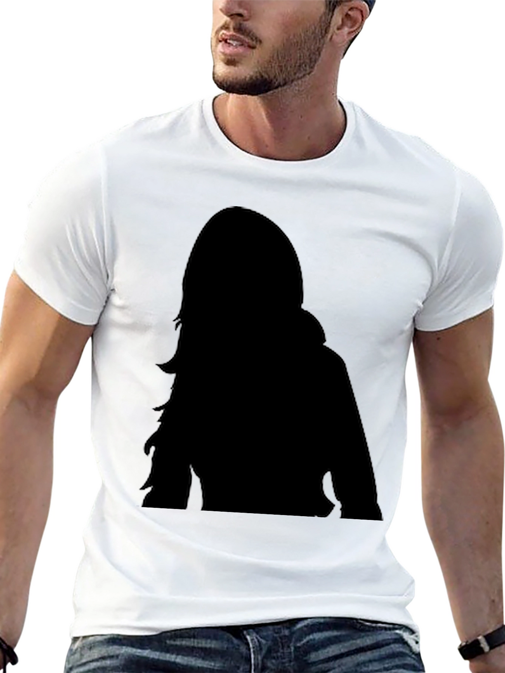 Silhouette Print Black T-Shirt - Casual Wear