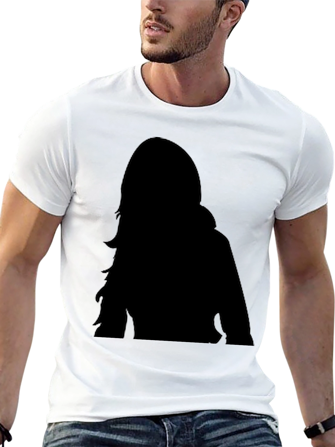 Silhouette Print Black T-Shirt - Casual Wear