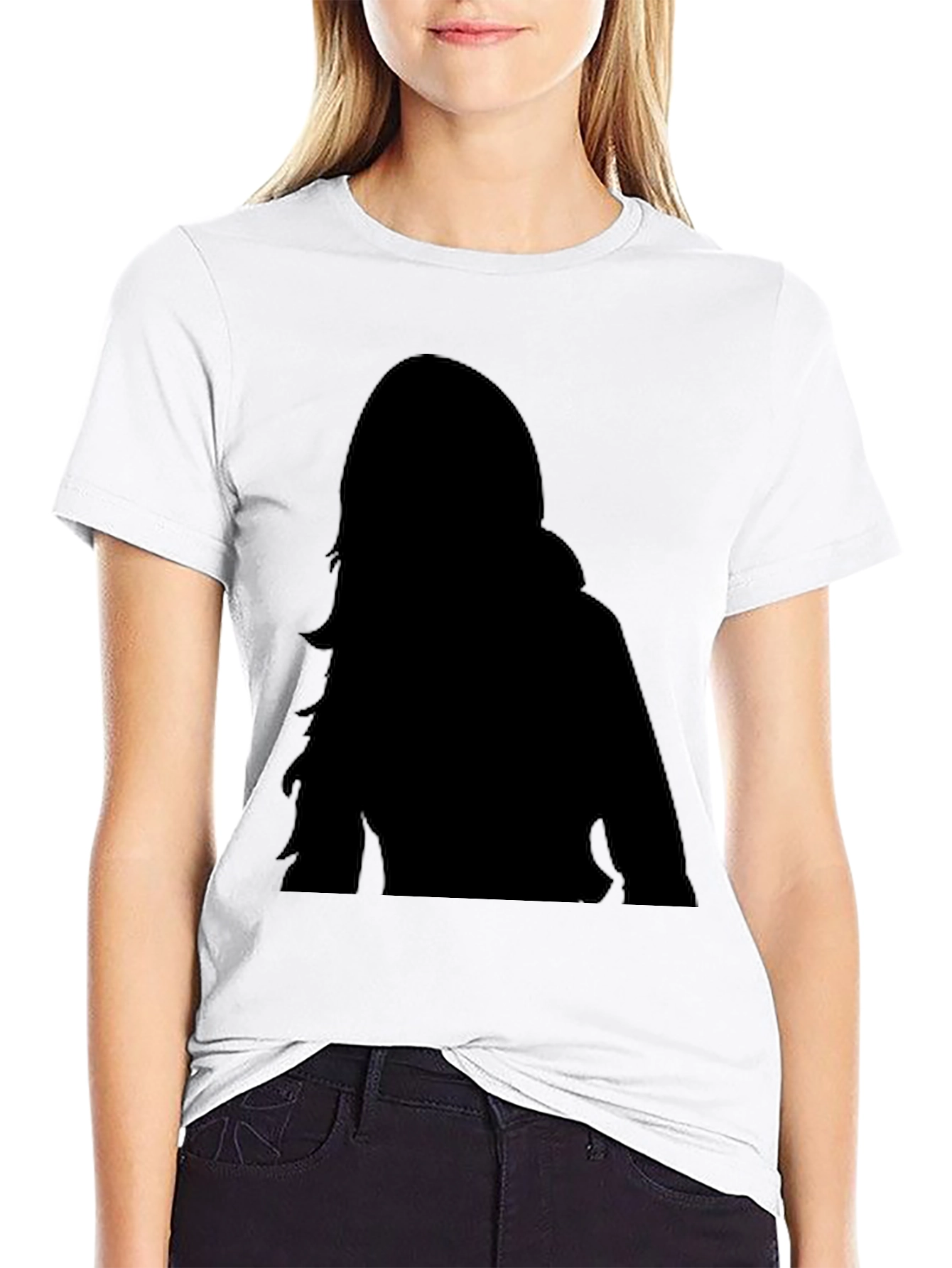 Silhouette Print Black T-Shirt - Casual Wear