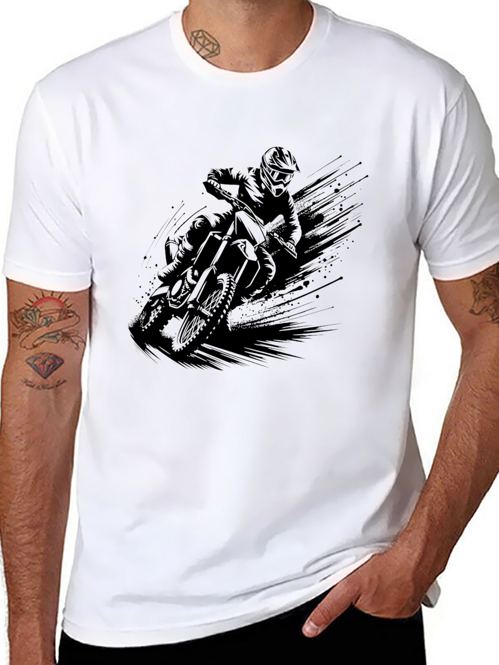 Mens Black Motocross Graphic Tee