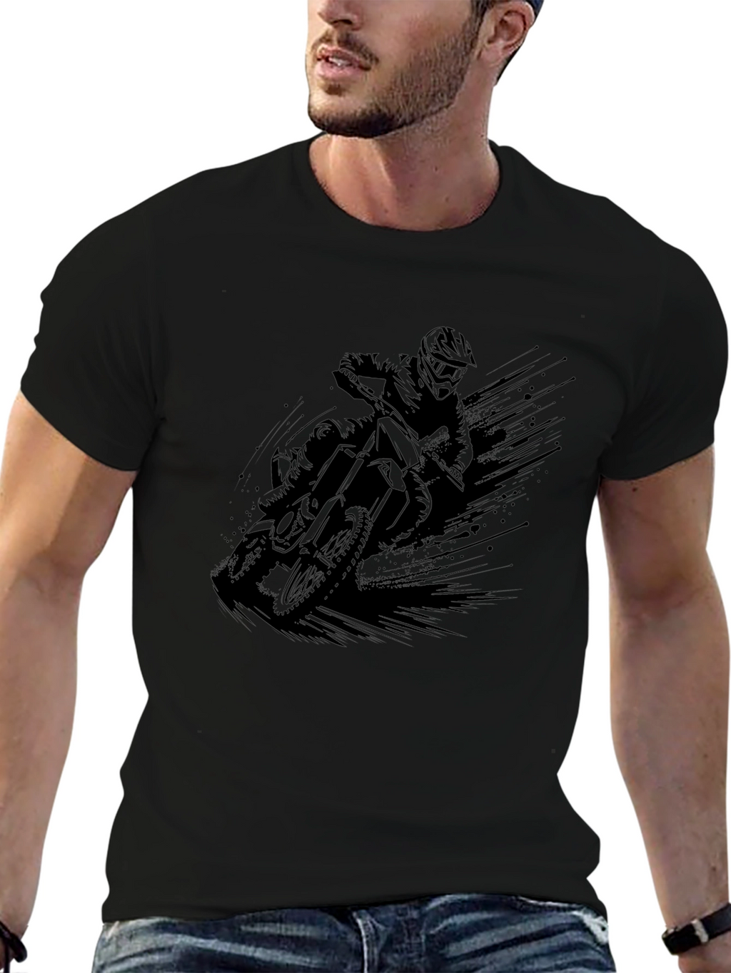 Mens Black Motocross Graphic Tee