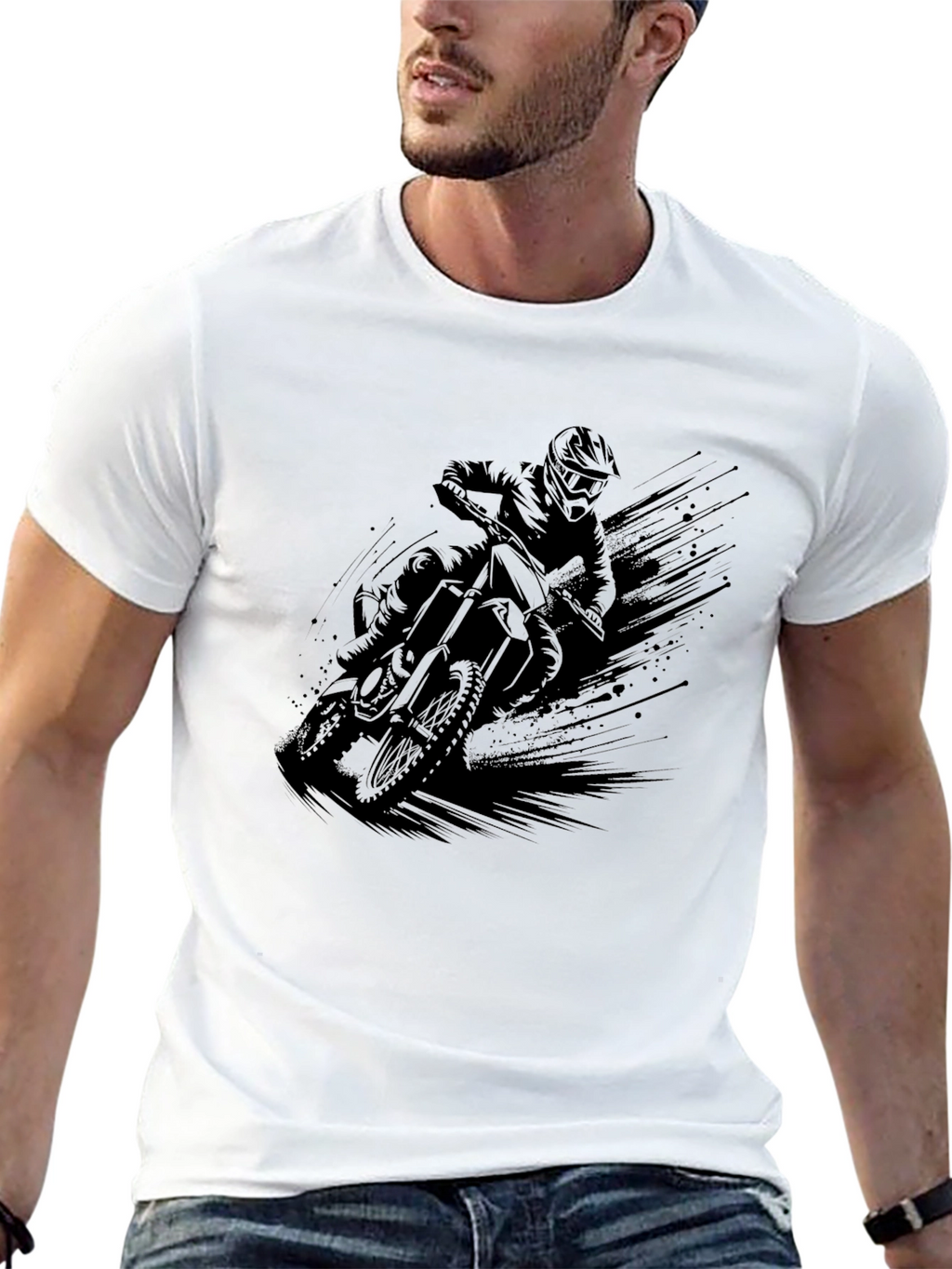 Mens Black Motocross Graphic Tee