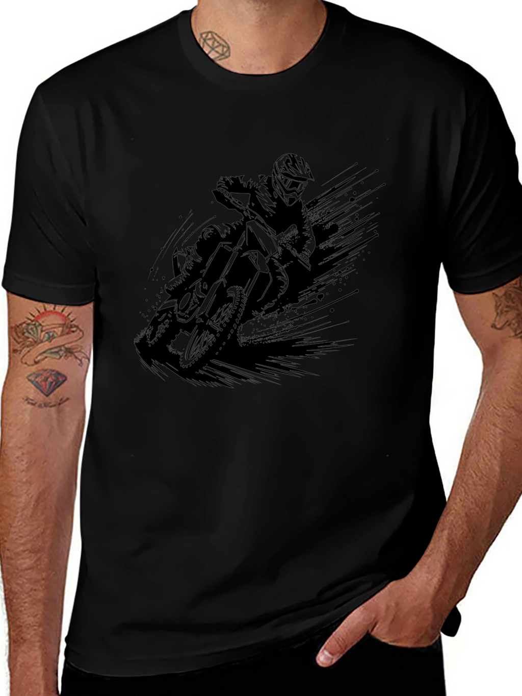 Mens Black Motocross Graphic Tee