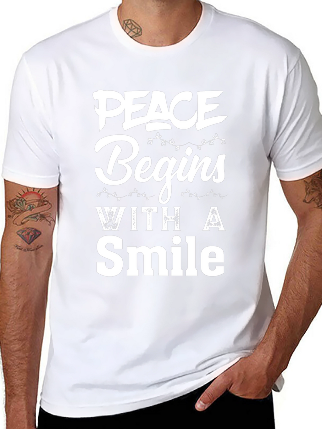 Peace Begins With A Smile Graphic Tee - Black