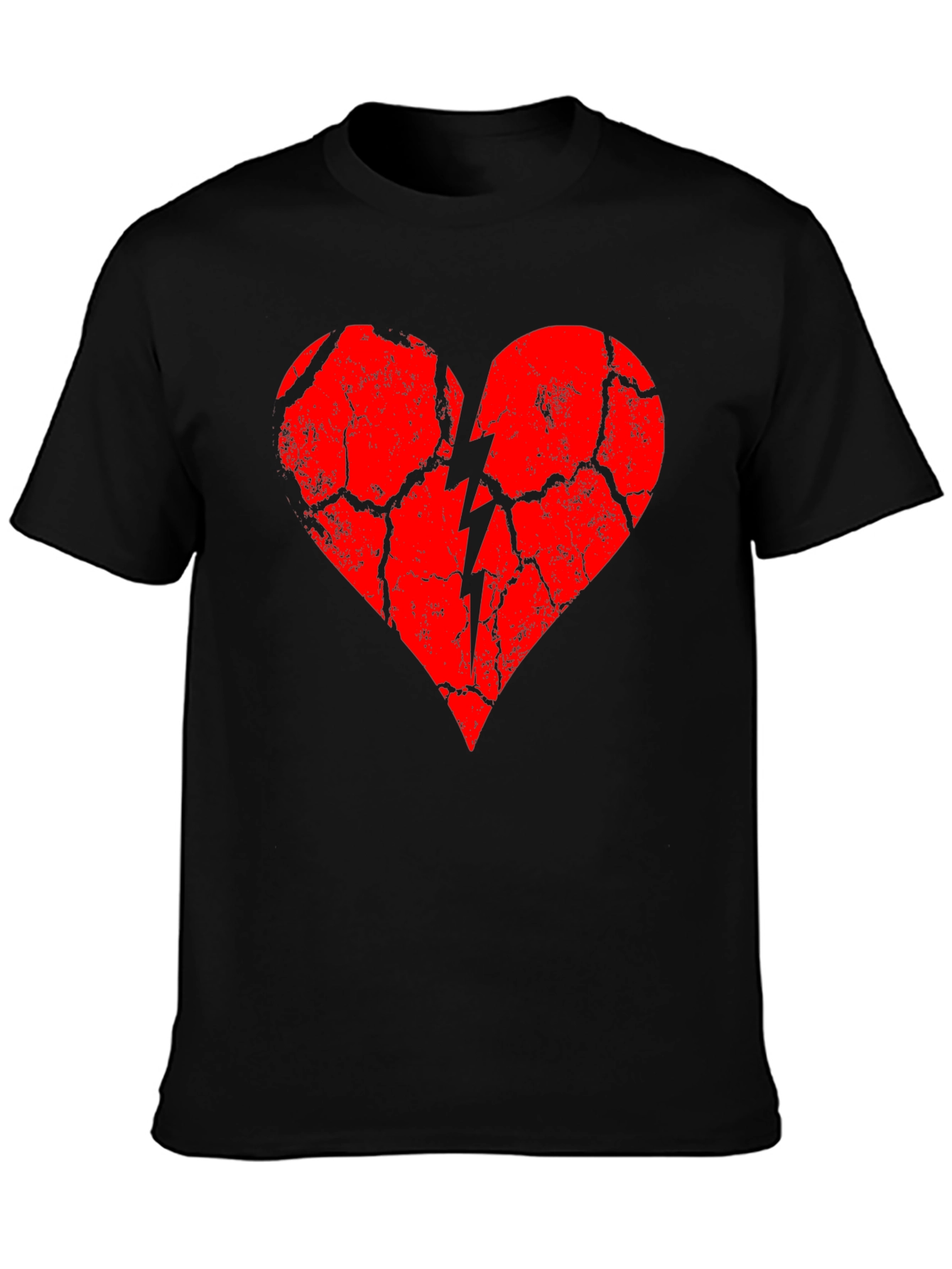 Broken Heart Graphic Tee - Black Cotton Blend