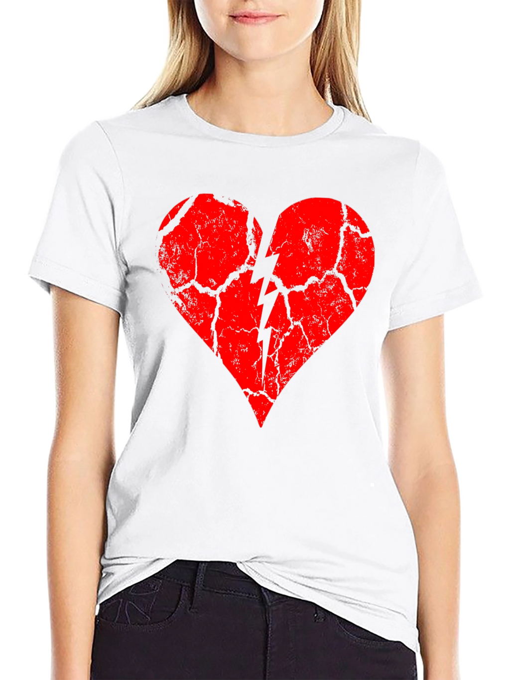 Broken Heart Graphic Tee - Black Cotton Blend