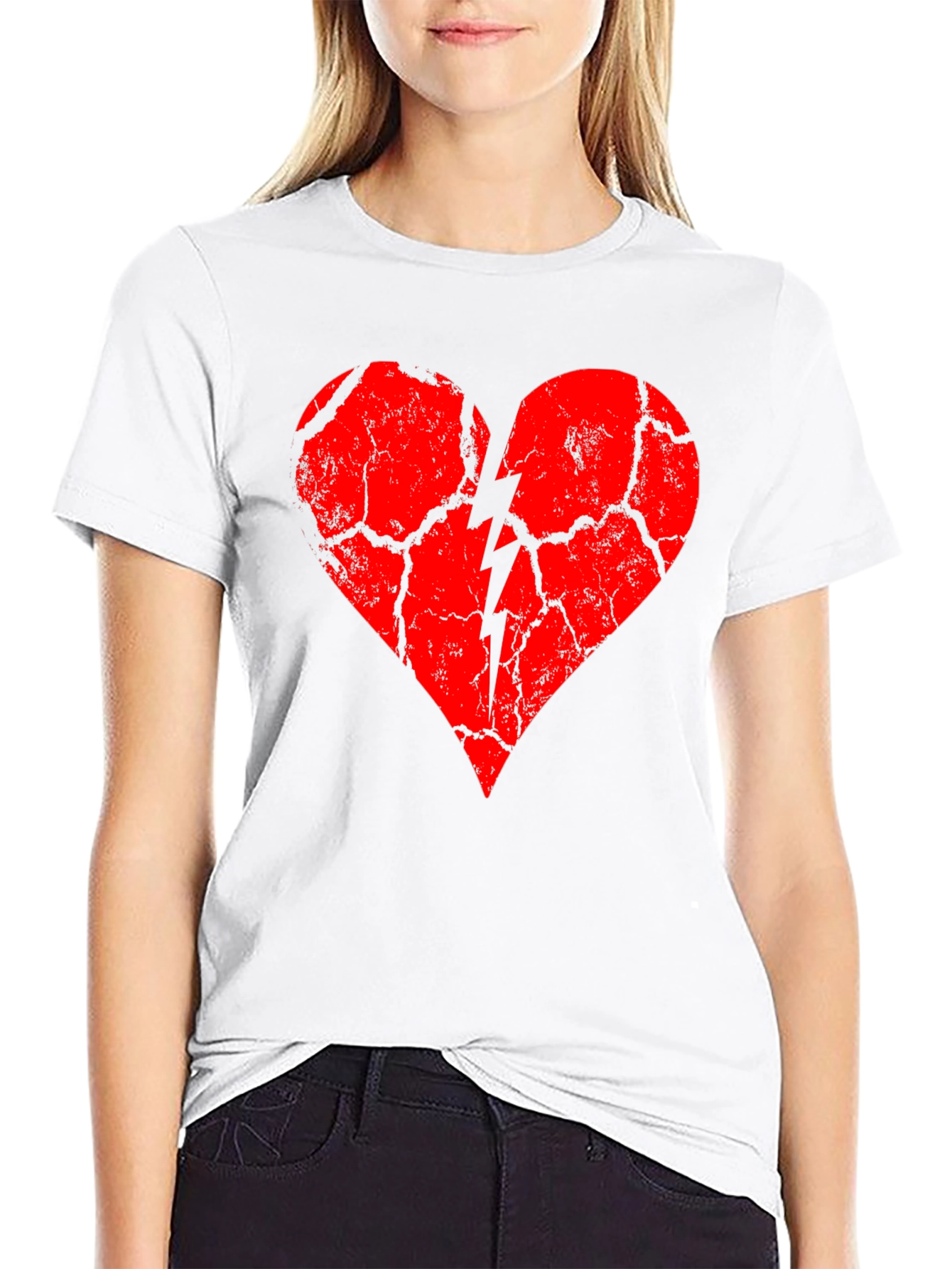 Broken Heart Graphic Tee - Black Cotton Blend