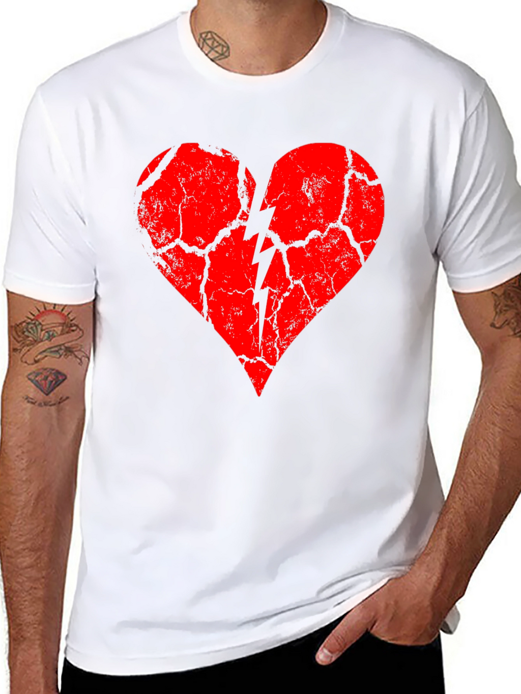 Broken Heart Graphic Tee - Black Cotton Blend