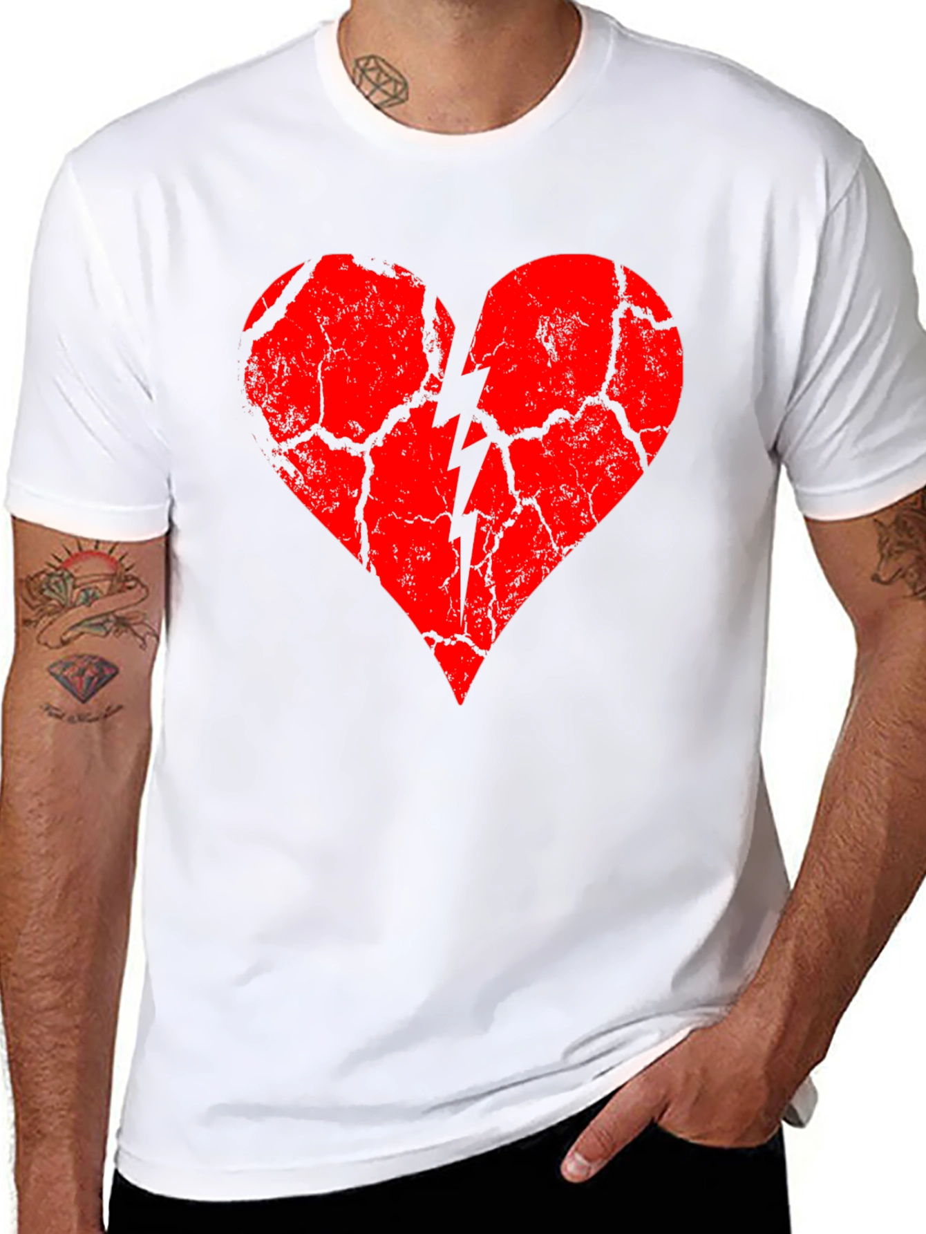 Broken Heart Graphic Tee - Black Cotton Blend