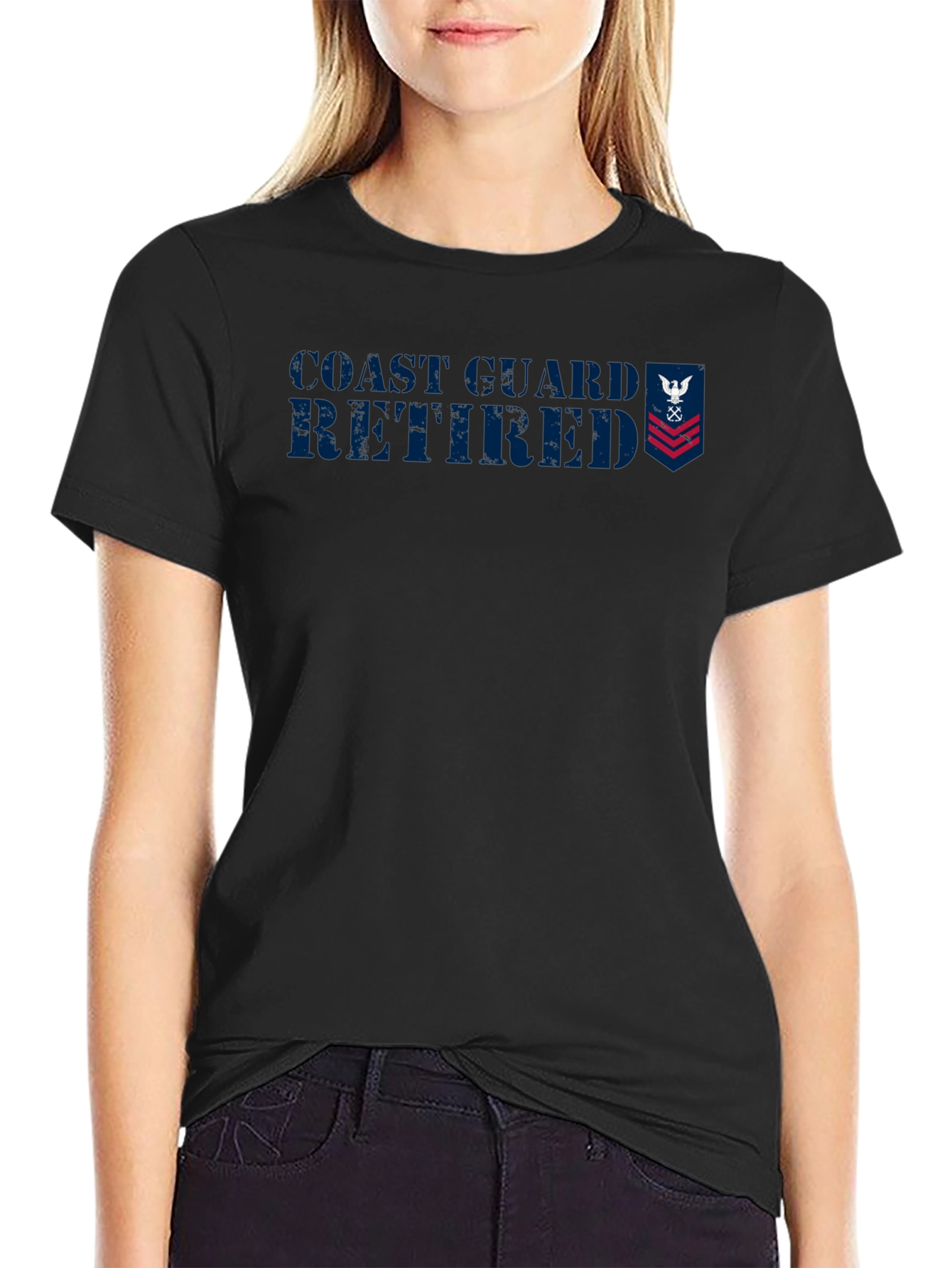 Coast Guard Retired T-Shirt - Patriotic Navy Blue Graphic Tee