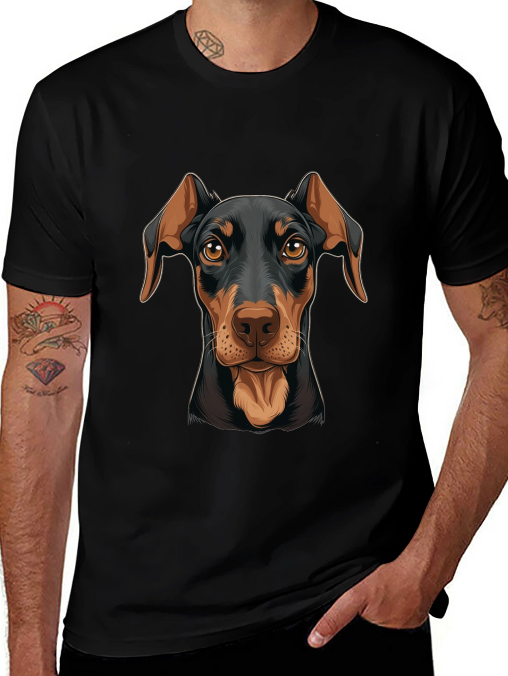 Doberman Dog Graphic Print T-Shirt