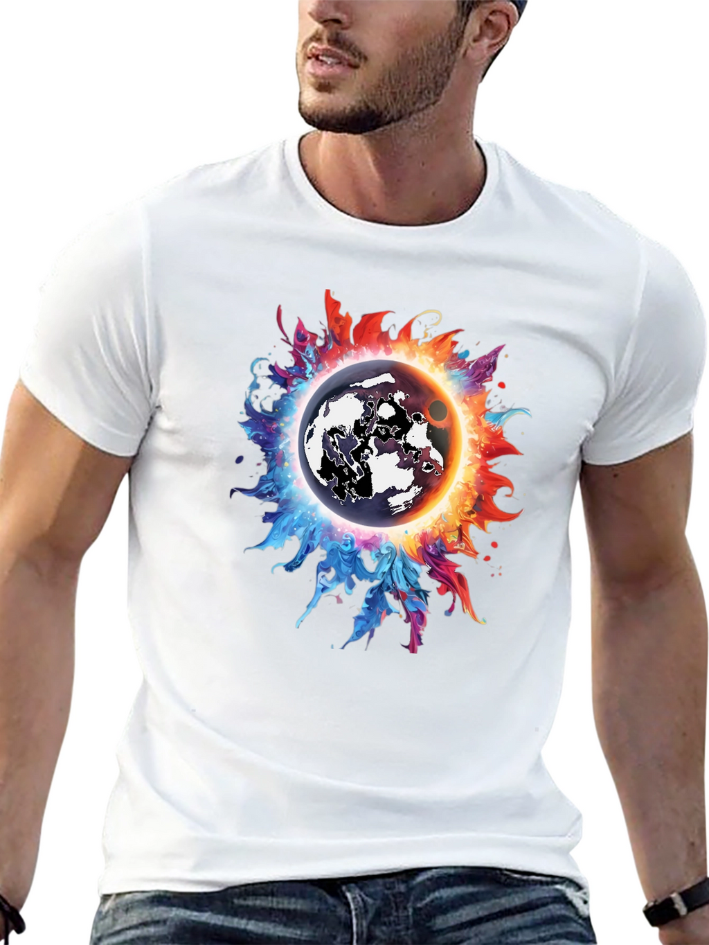 Cosmic Eclipse Graphic Tee - Black T-Shirt