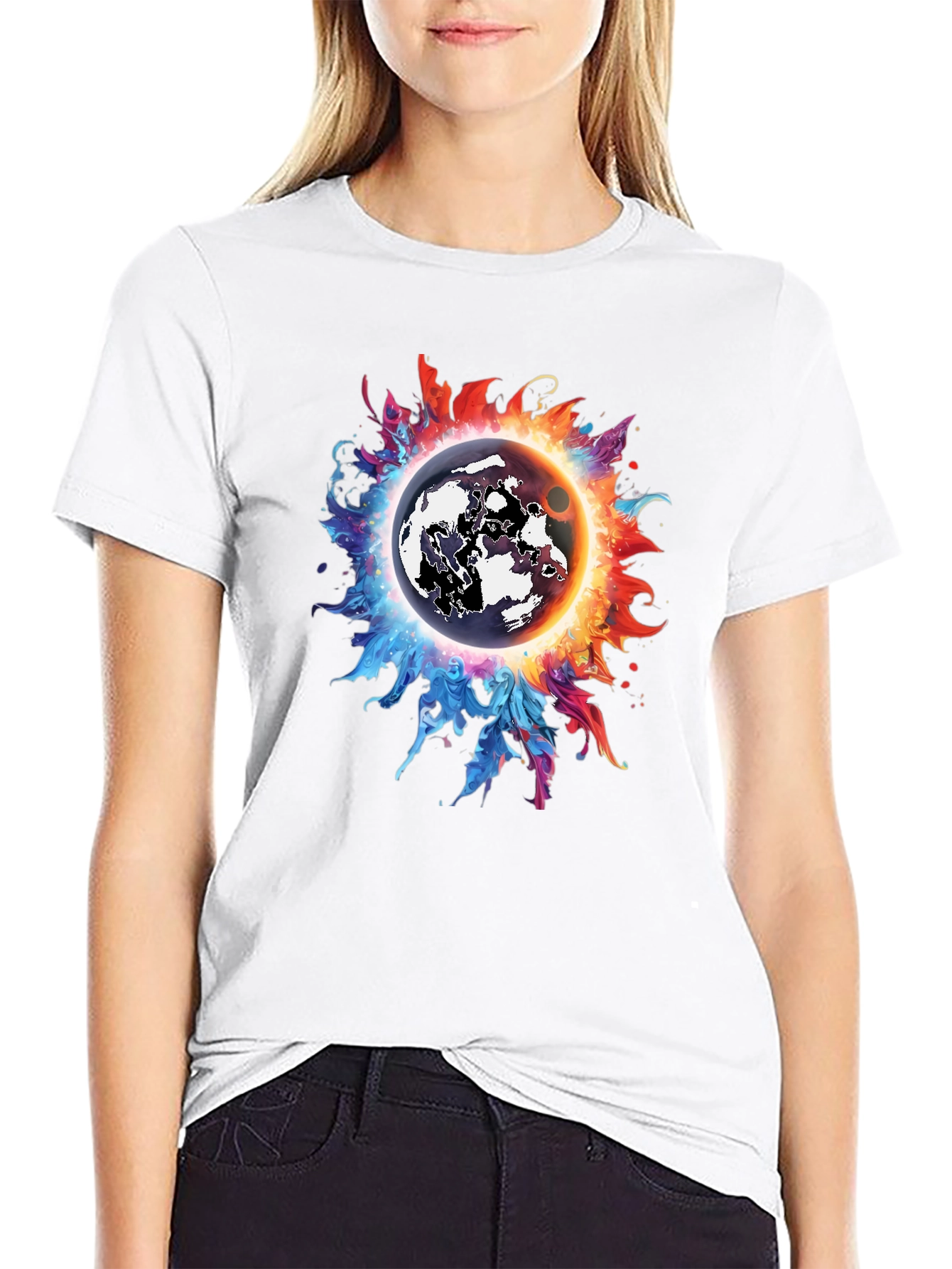 Cosmic Eclipse Graphic Tee - Black T-Shirt