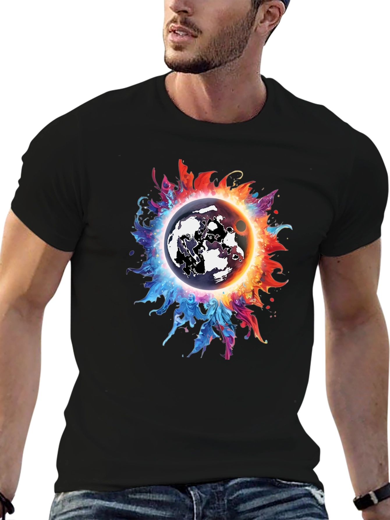 Cosmic Eclipse Graphic Tee - Black T-Shirt