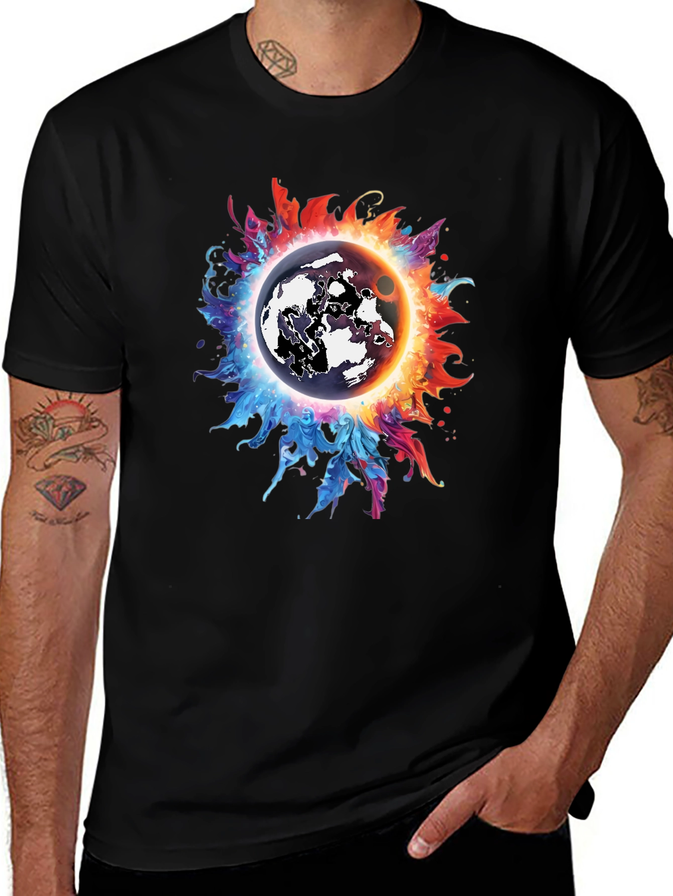 Cosmic Eclipse Graphic Tee - Black T-Shirt