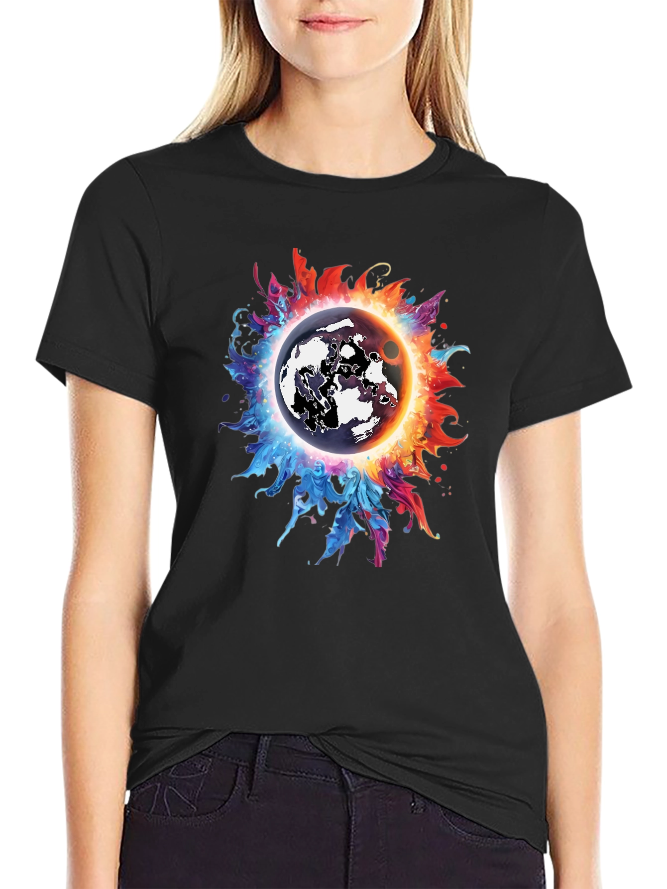 Cosmic Eclipse Graphic Tee - Black T-Shirt