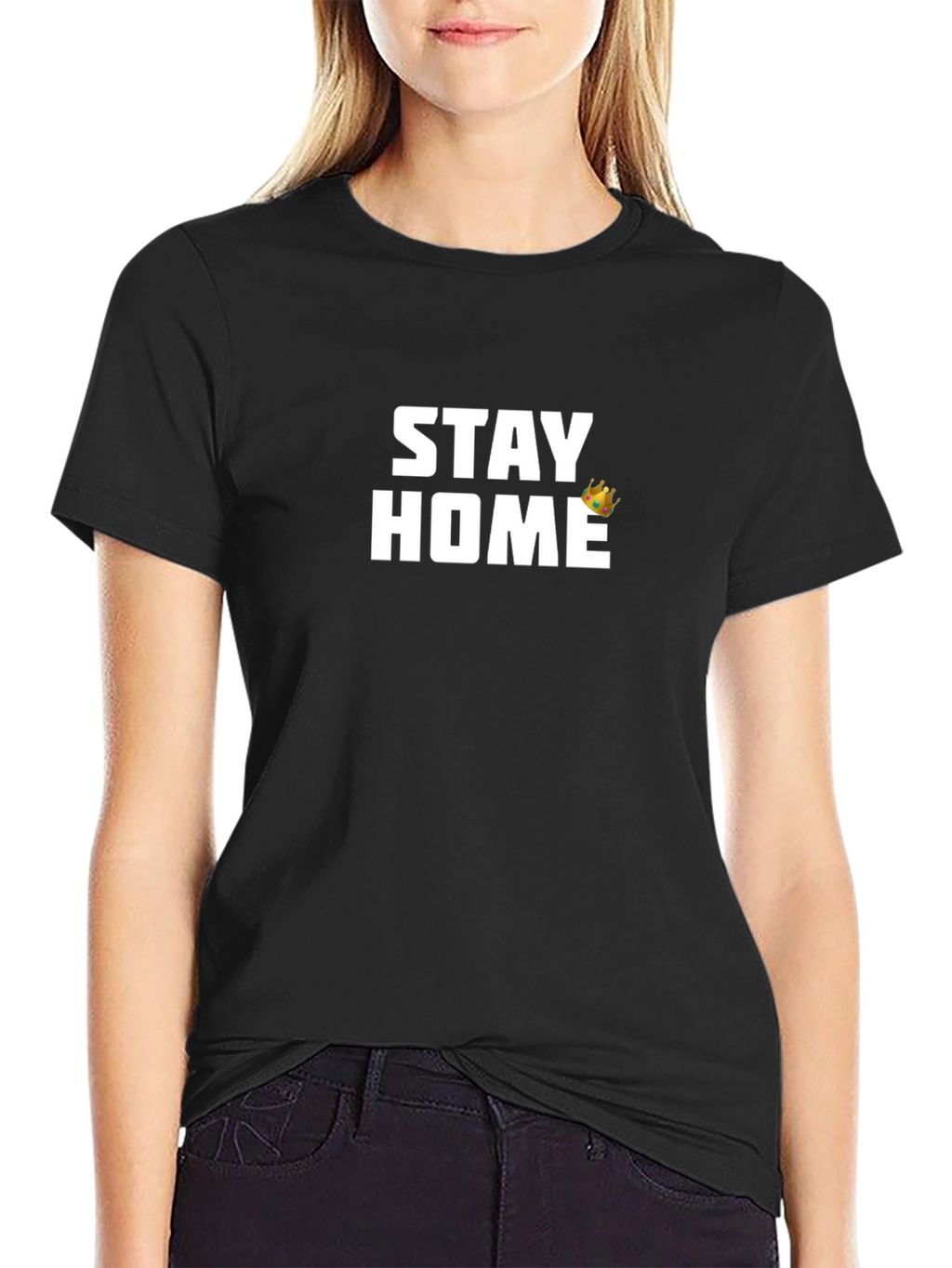 Stay Home King Tee - Black Graphic T-Shirt