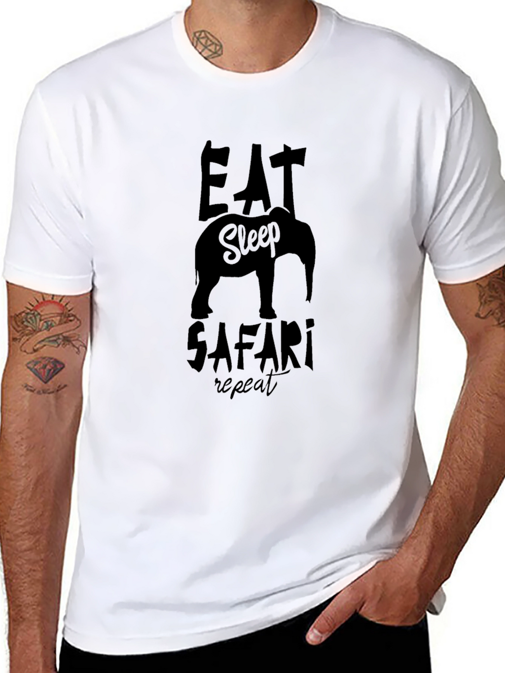 Eat Sleep Safari Repeat Black T-Shirt