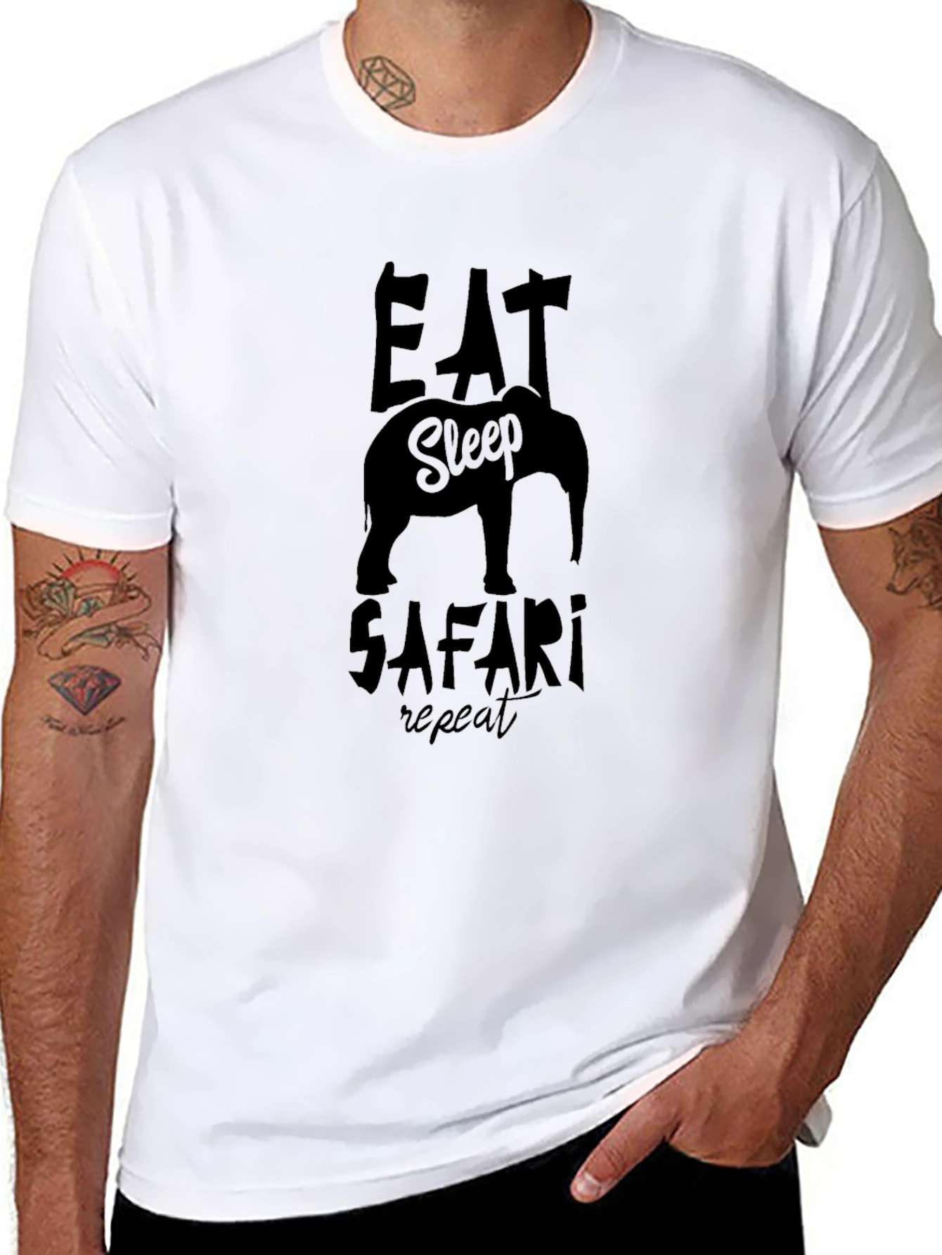Eat Sleep Safari Repeat Black T-Shirt