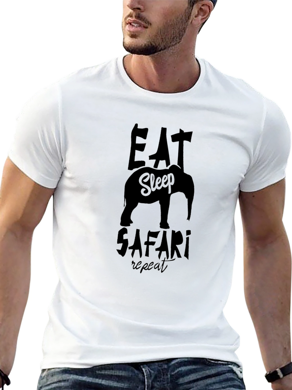 Eat Sleep Safari Repeat Black T-Shirt